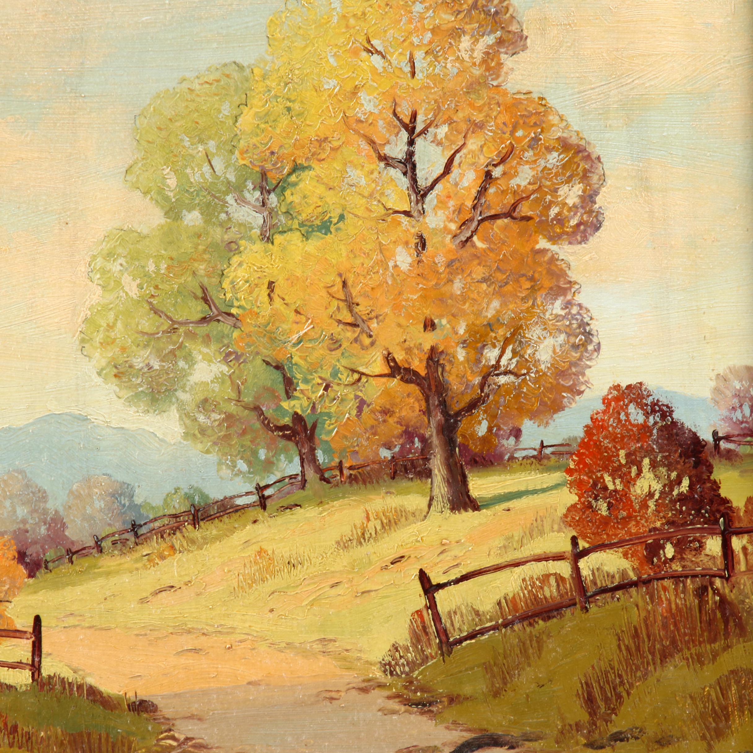 Ernest Fredericks Oil Painting of Autumn Landscape