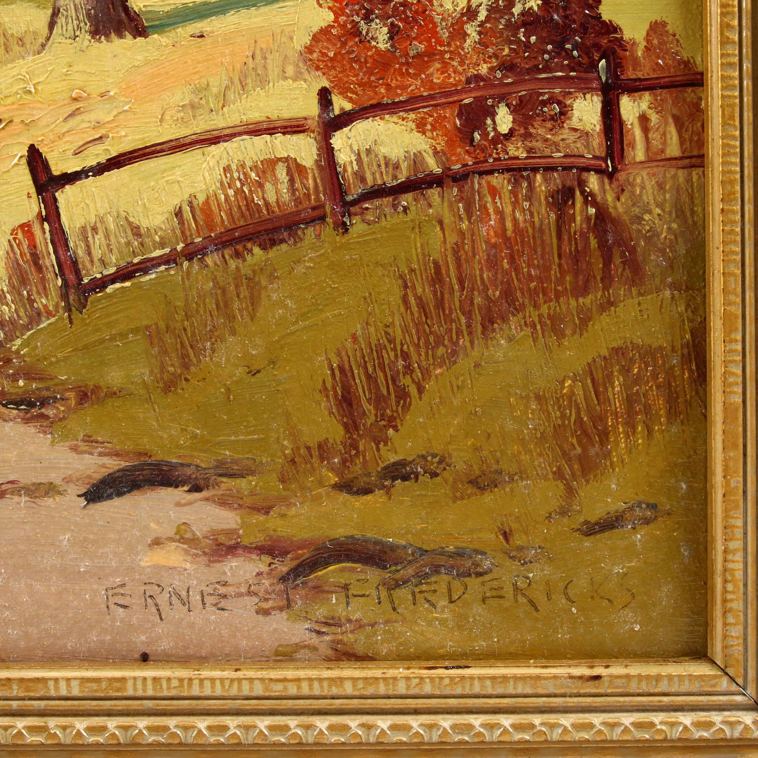 Ernest Fredericks Oil Painting of Autumn Landscape