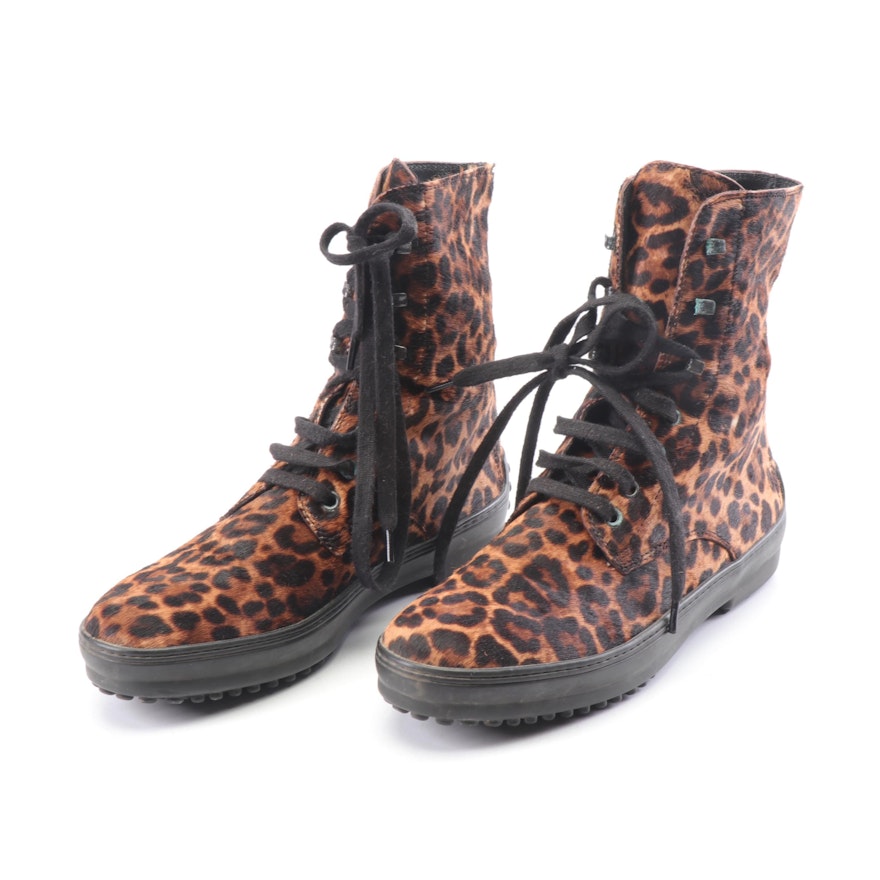 Tod's Leopard Print Pony Hair Boots