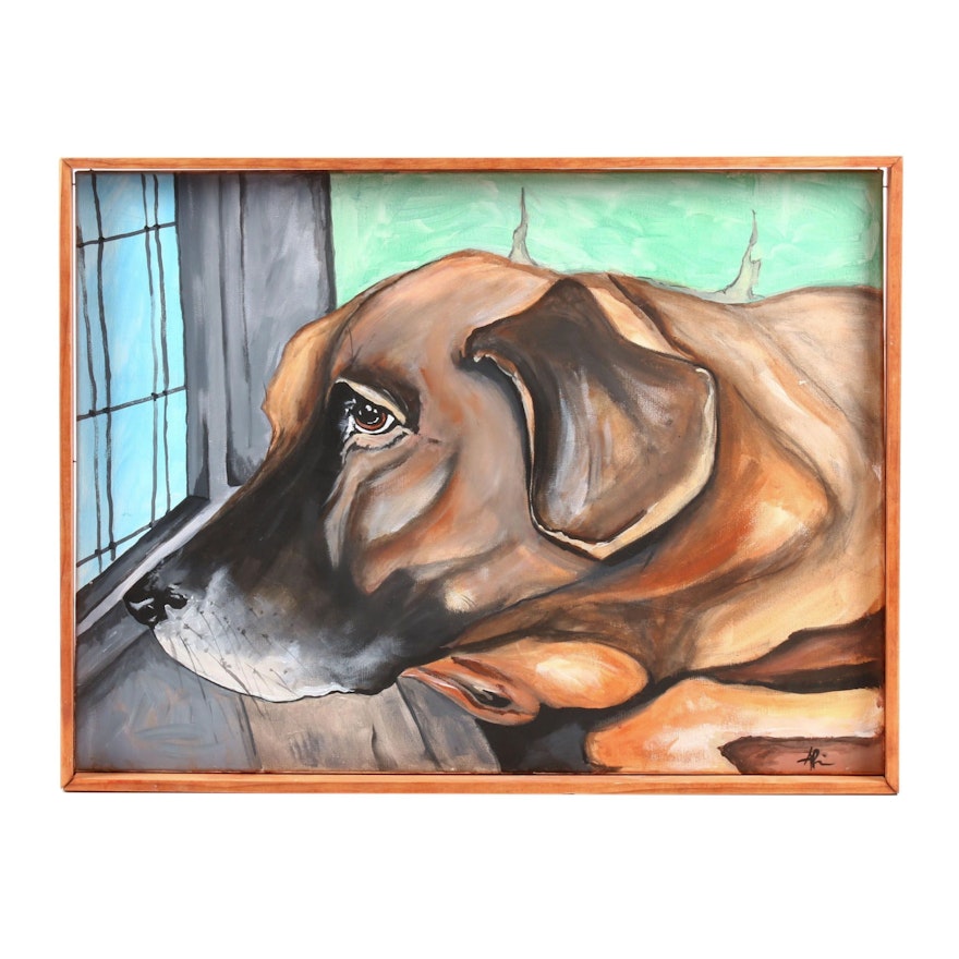 Angela Phipps Acrylic Painting of Dog Portrait