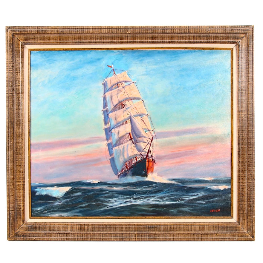 Joseph Ryan Corish Nautical Oil Painting