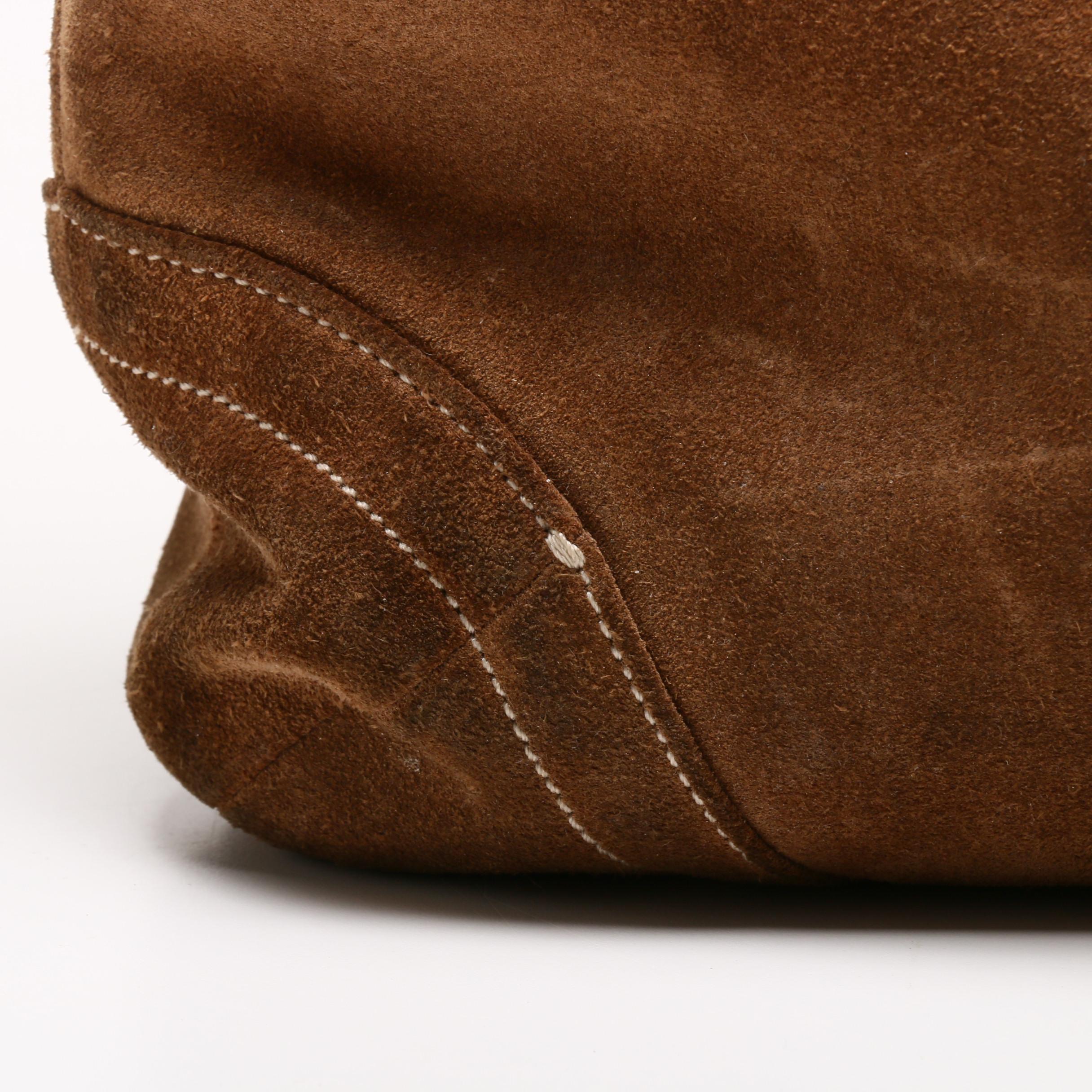 Coach Brown Suede Flap Front Hobo Bag with Leather Strap