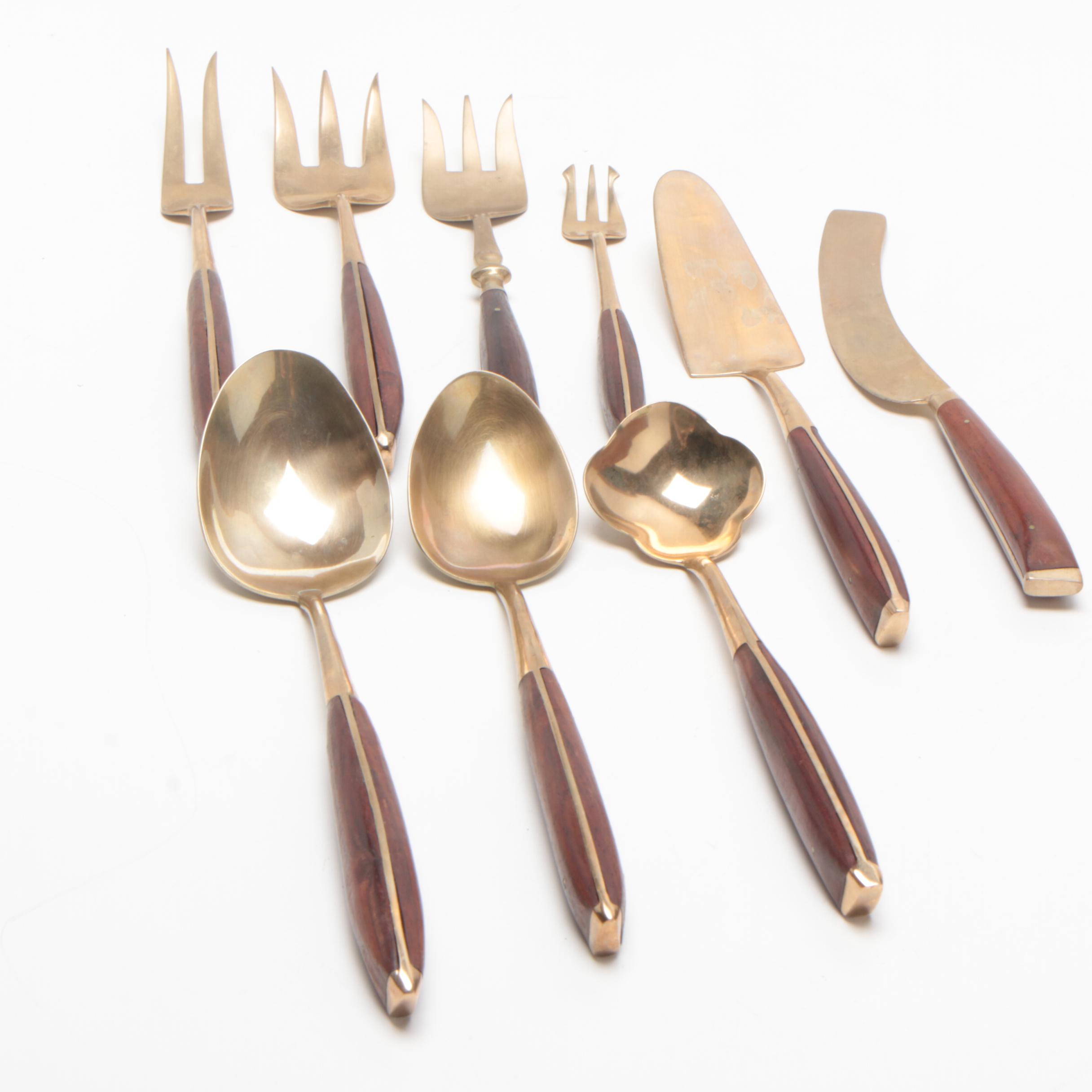 James Quality Jewellers Brass and Wood Flatware with Chest