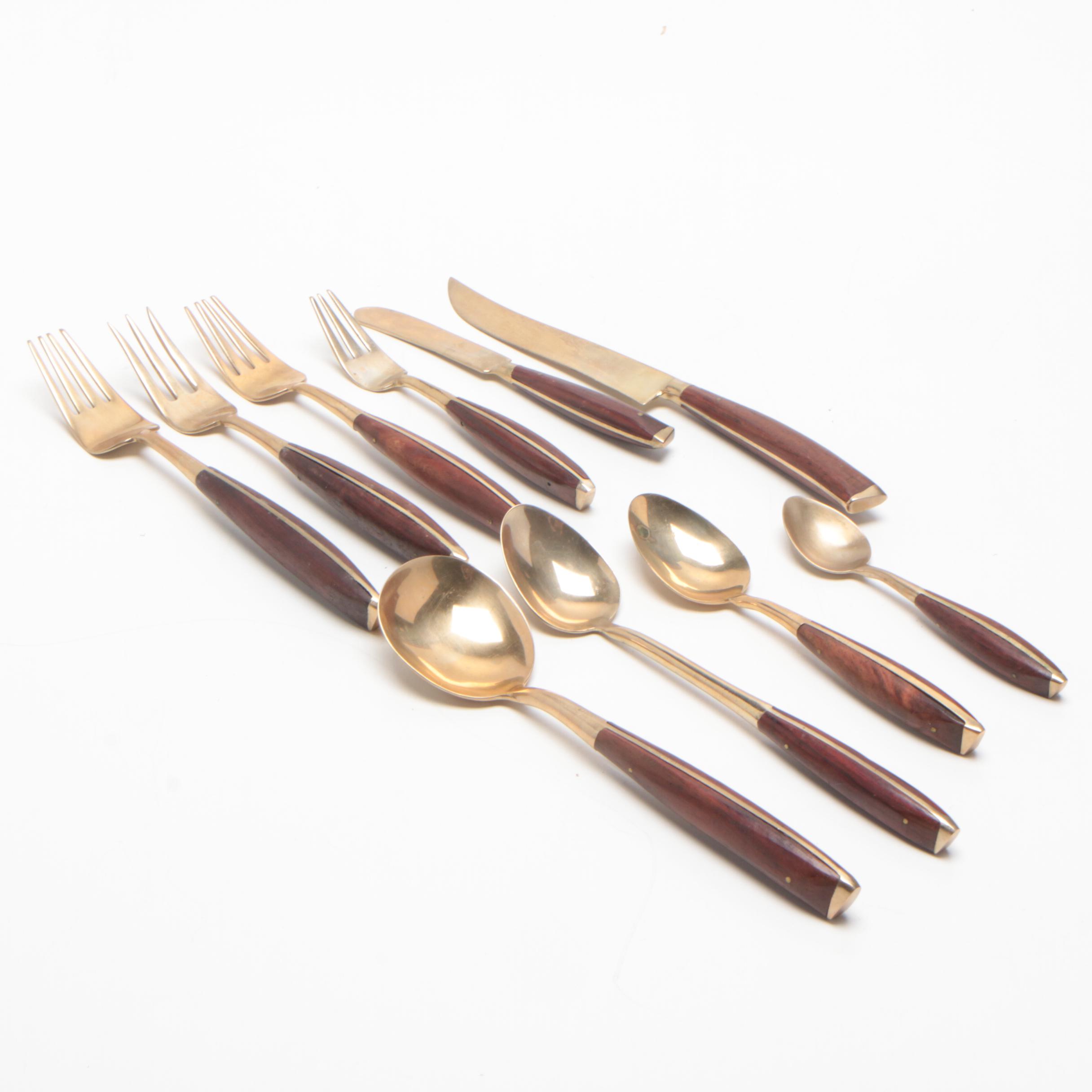James Quality Jewellers Brass and Wood Flatware with Chest