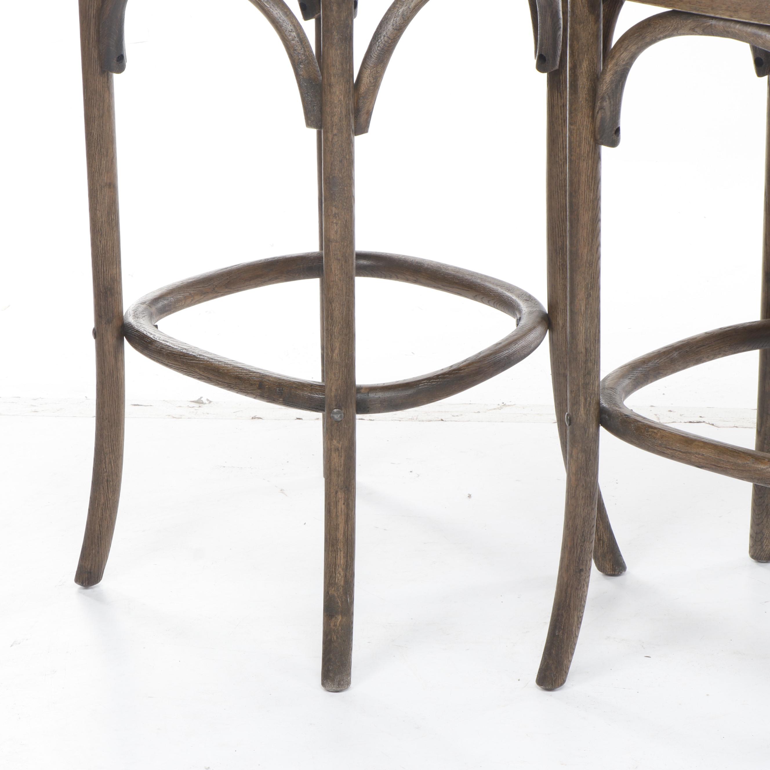 Trio of Restoration Hardware "Madeleine" Armless Stools in Burnt Oak