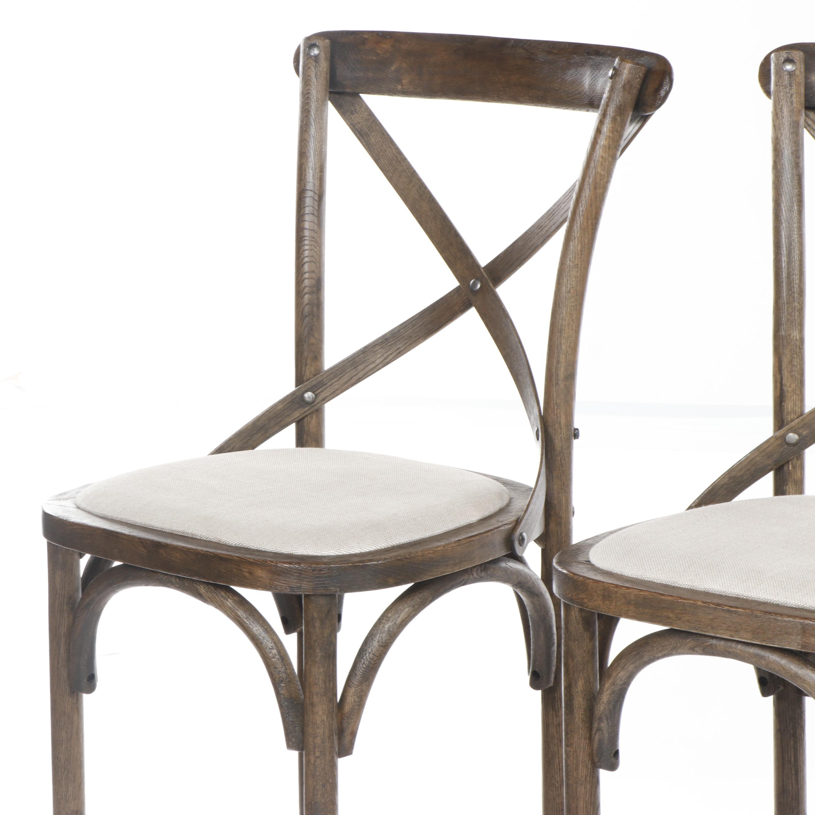 Trio of Restoration Hardware "Madeleine" Armless Stools in Burnt Oak
