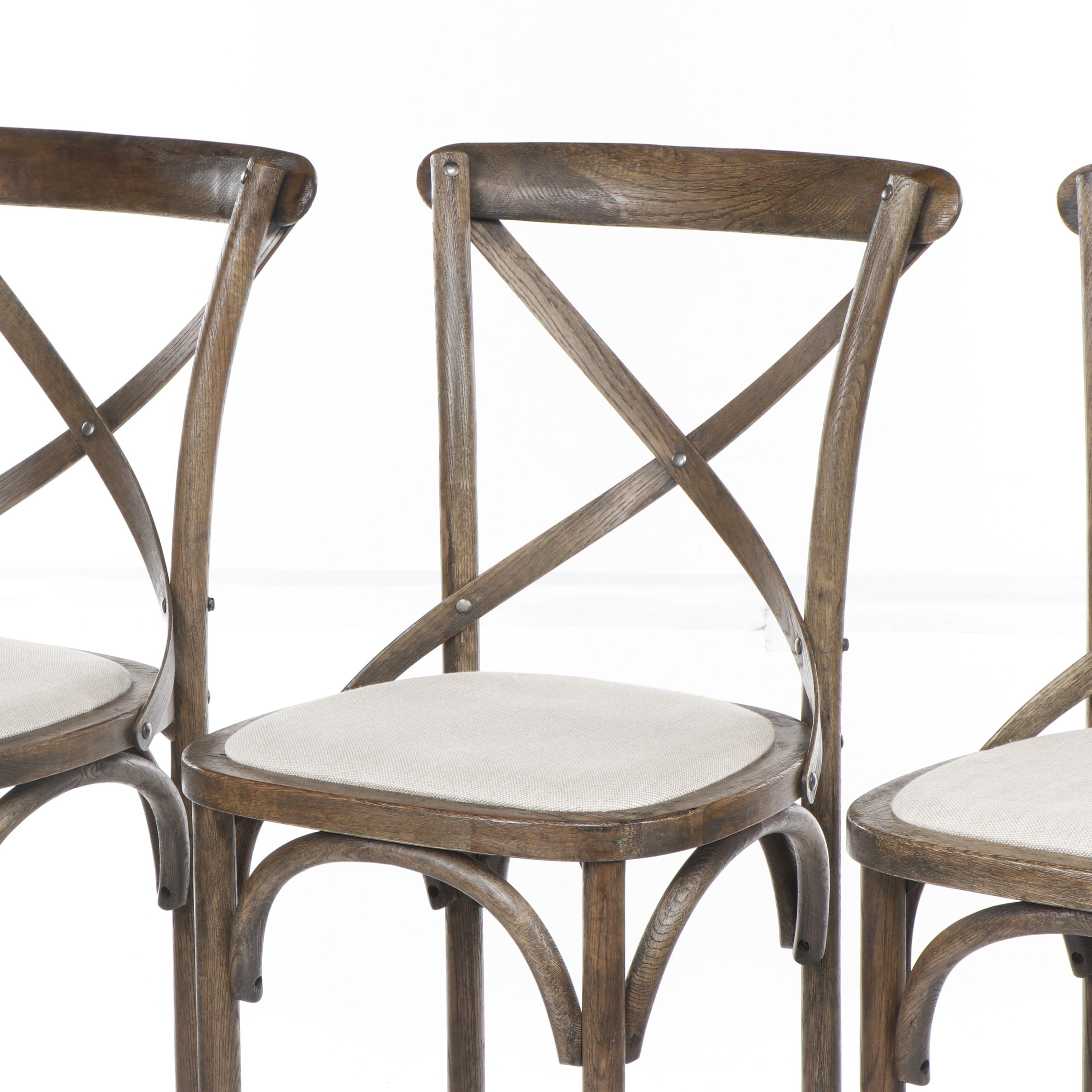 Trio of Restoration Hardware "Madeleine" Armless Stools in Burnt Oak