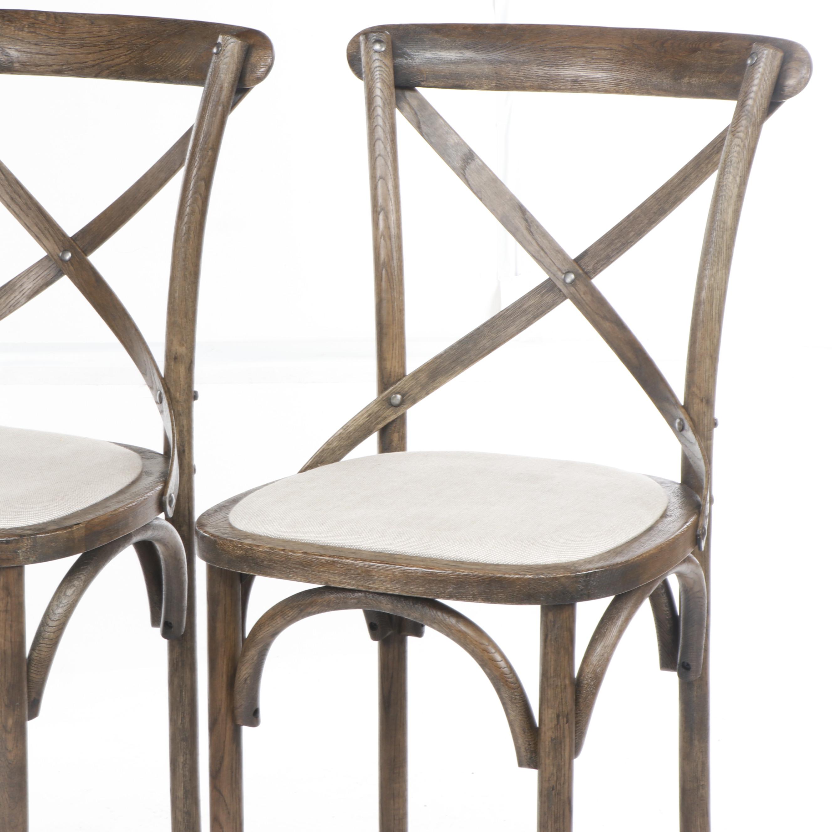 Trio of Restoration Hardware "Madeleine" Armless Stools in Burnt Oak