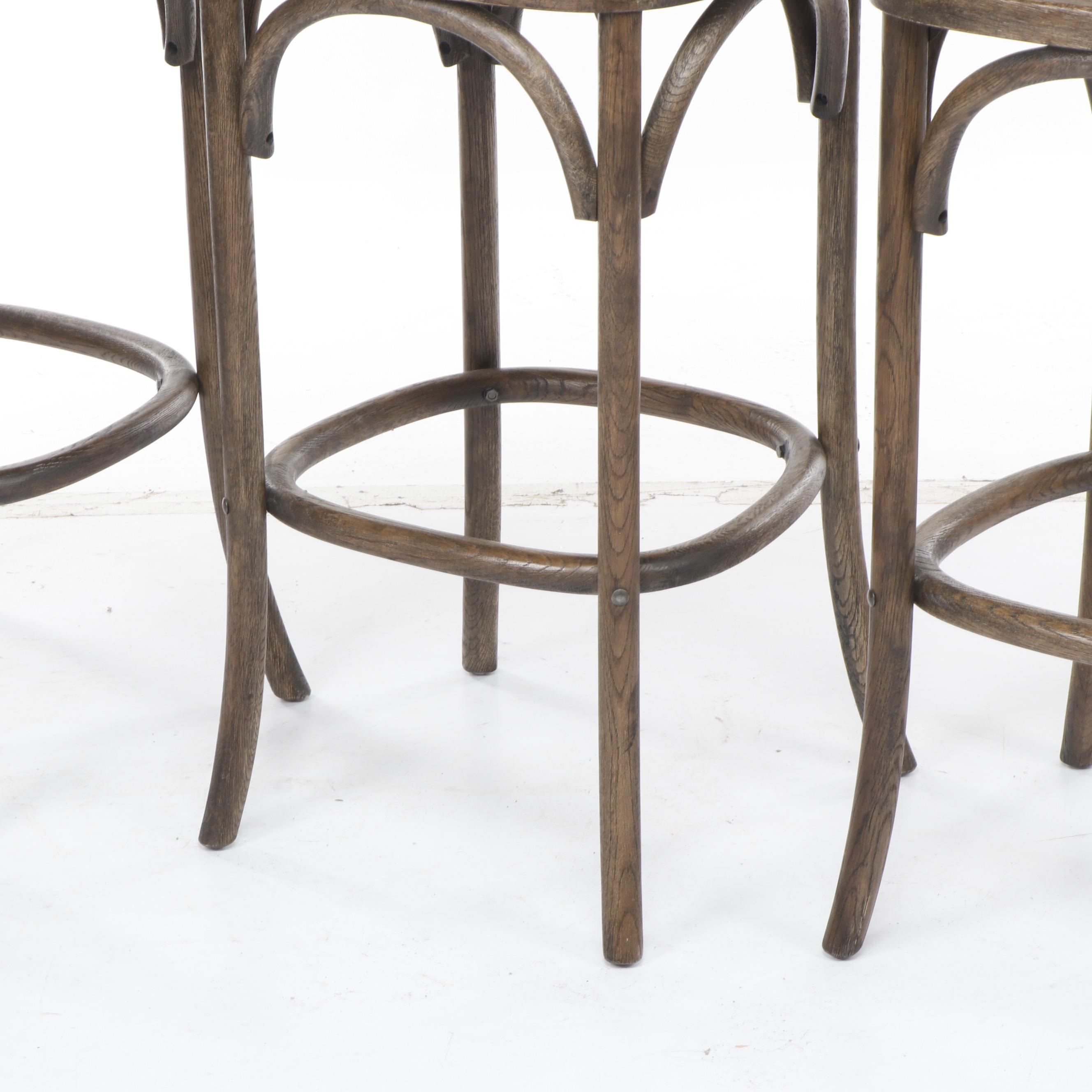 Trio of Restoration Hardware "Madeleine" Armless Stools in Burnt Oak
