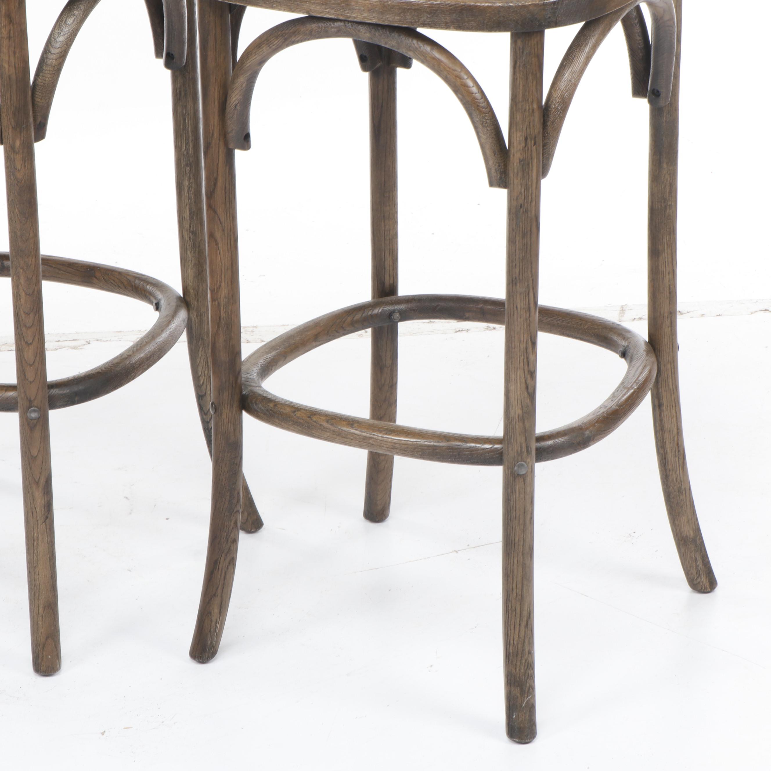 Trio of Restoration Hardware "Madeleine" Armless Stools in Burnt Oak