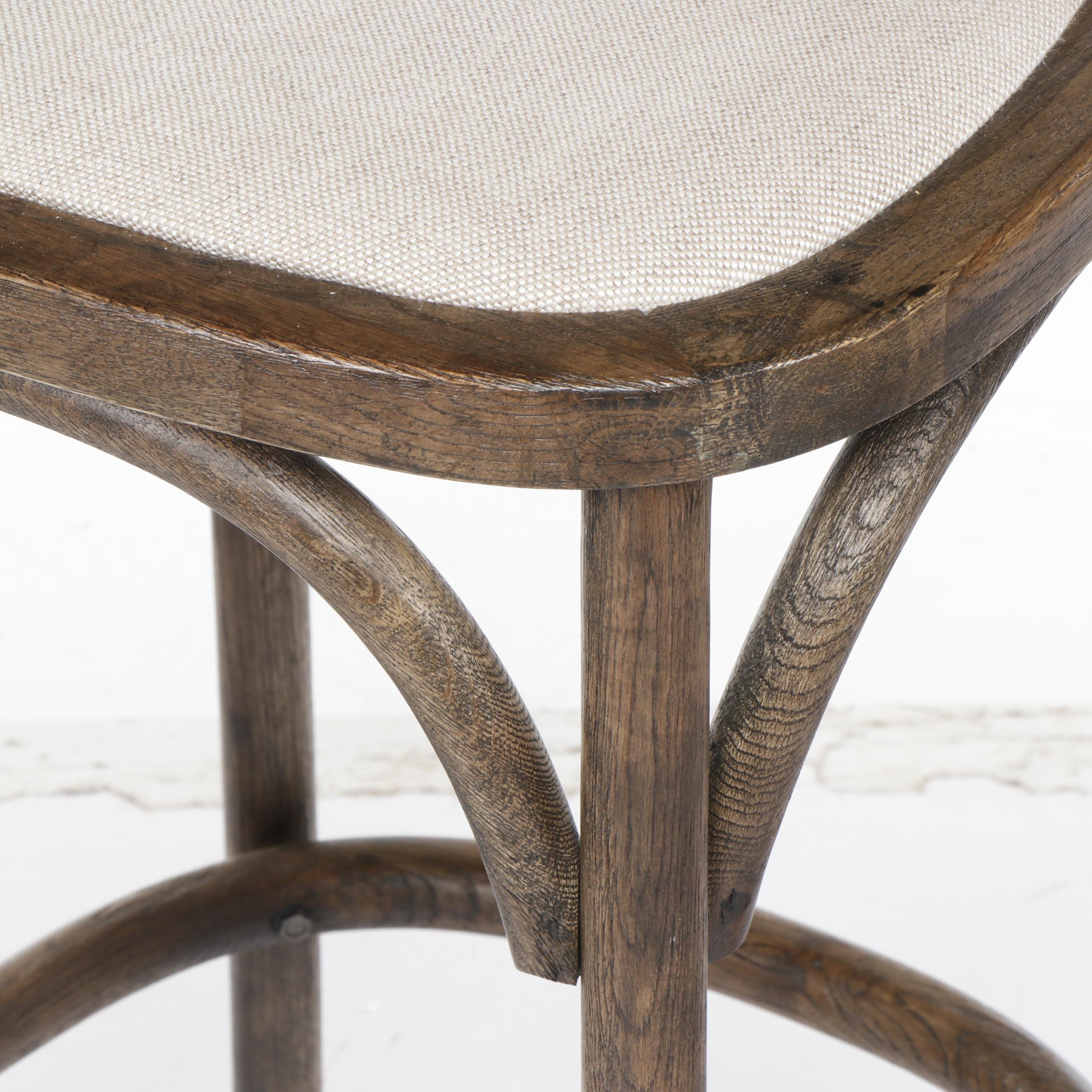 Trio of Restoration Hardware "Madeleine" Armless Stools in Burnt Oak