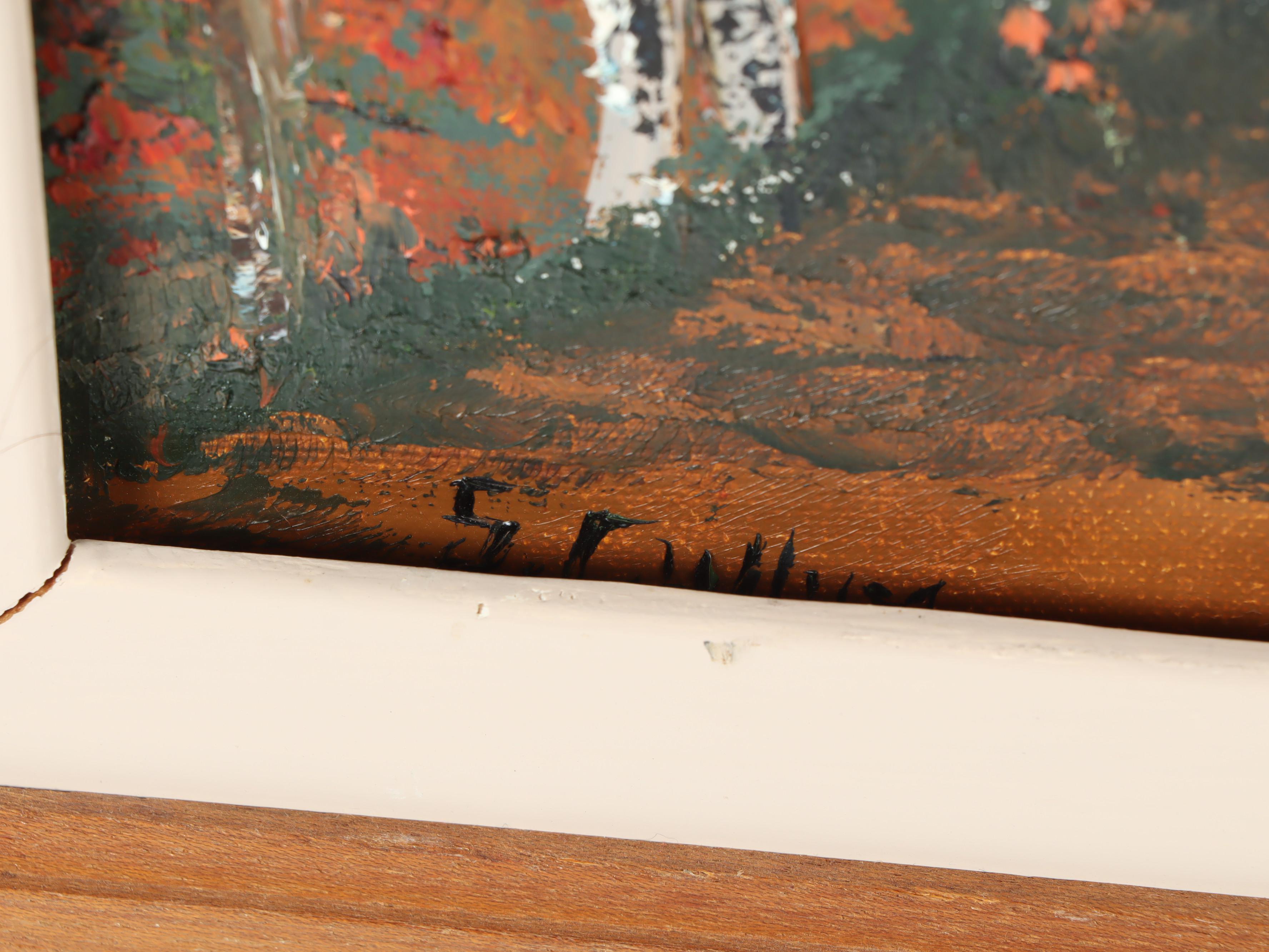 20th Century Covered Bridge Oil Painting