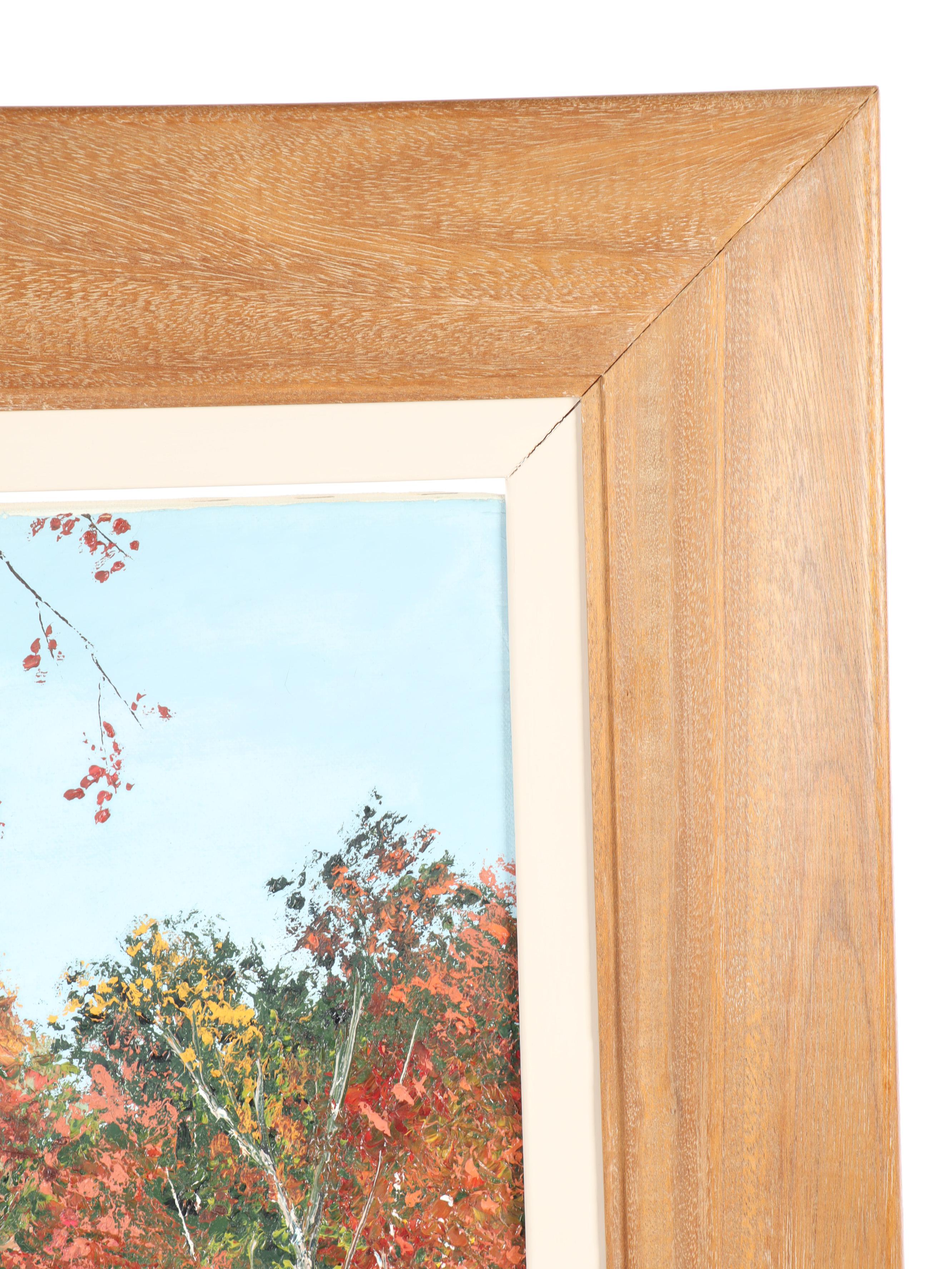 20th Century Covered Bridge Oil Painting