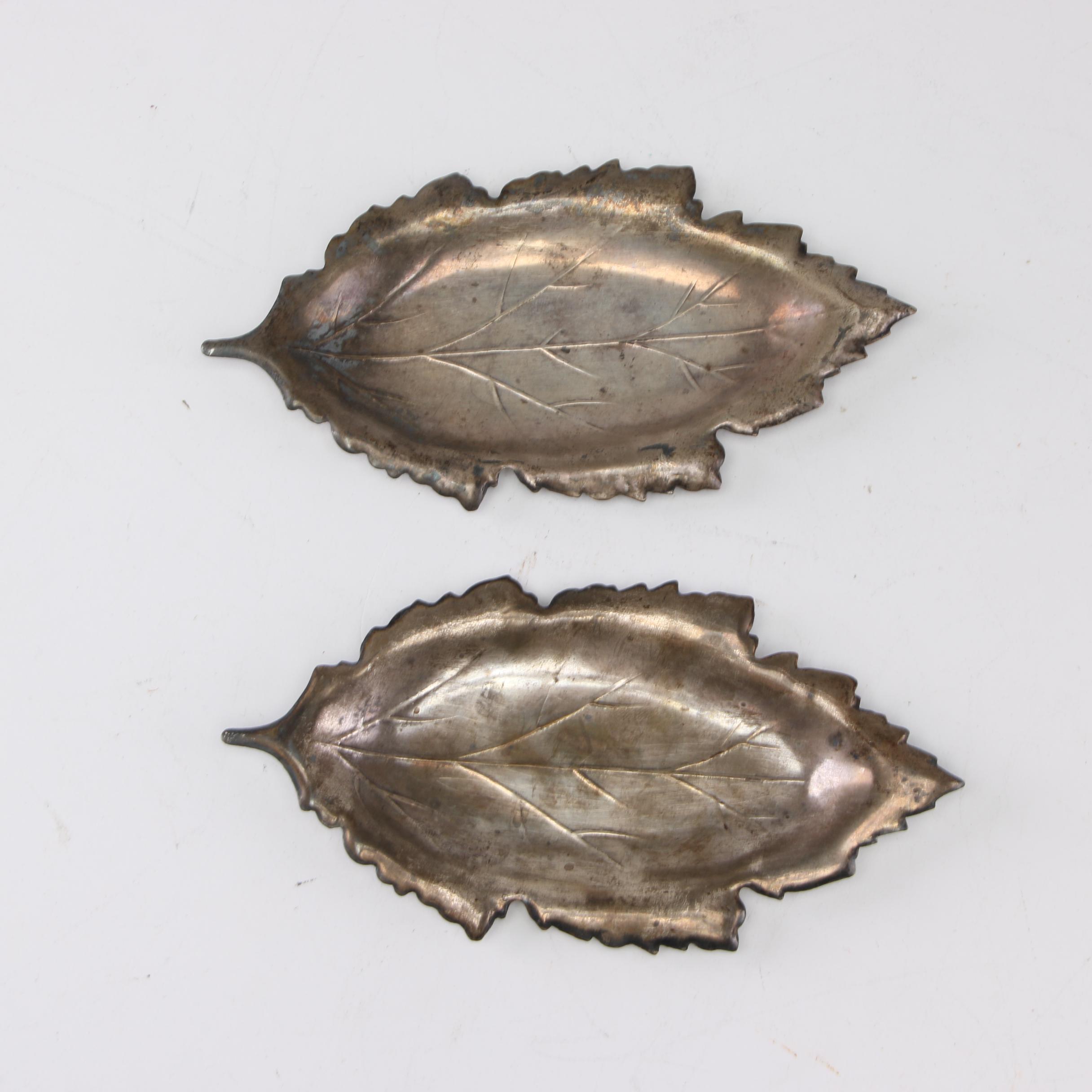 Redlich & Company Sterling Leaf Form Butter Pat Dishes, Early 20th Century