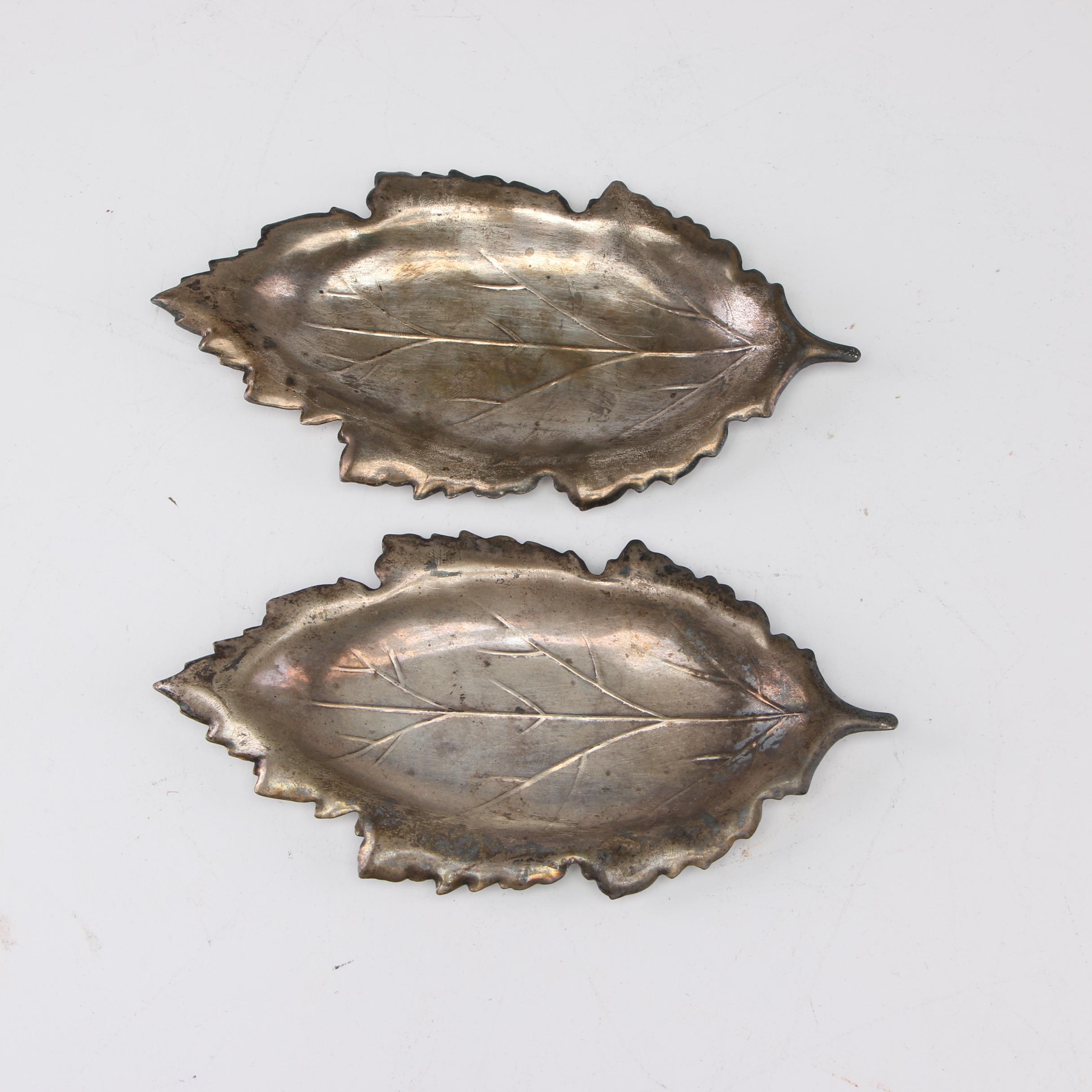 Redlich & Company Sterling Leaf Form Butter Pat Dishes, Early 20th Century