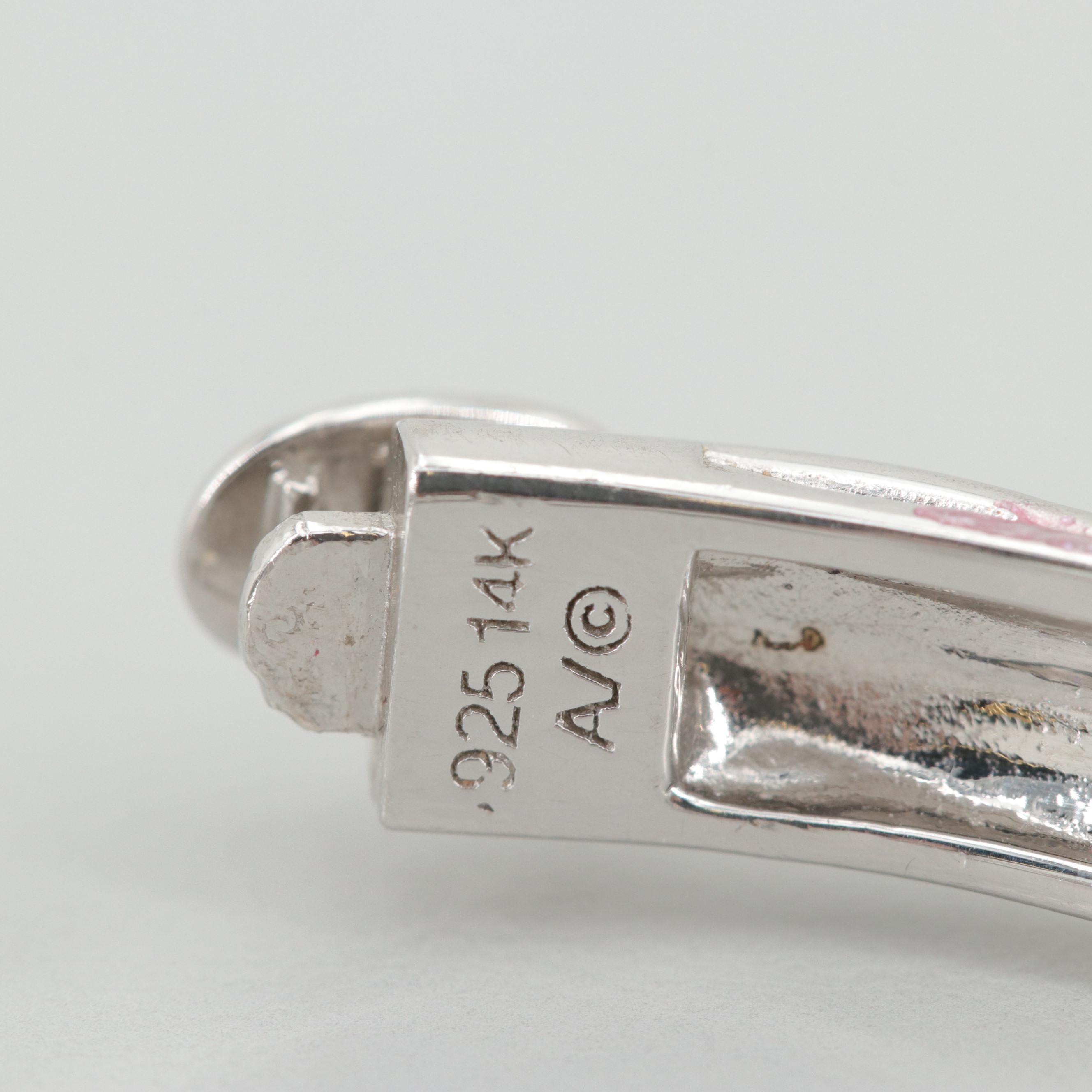 Sterling Silver Amethyst and Diamond Bangle Bracelet with 14K Yellow Gold Accent