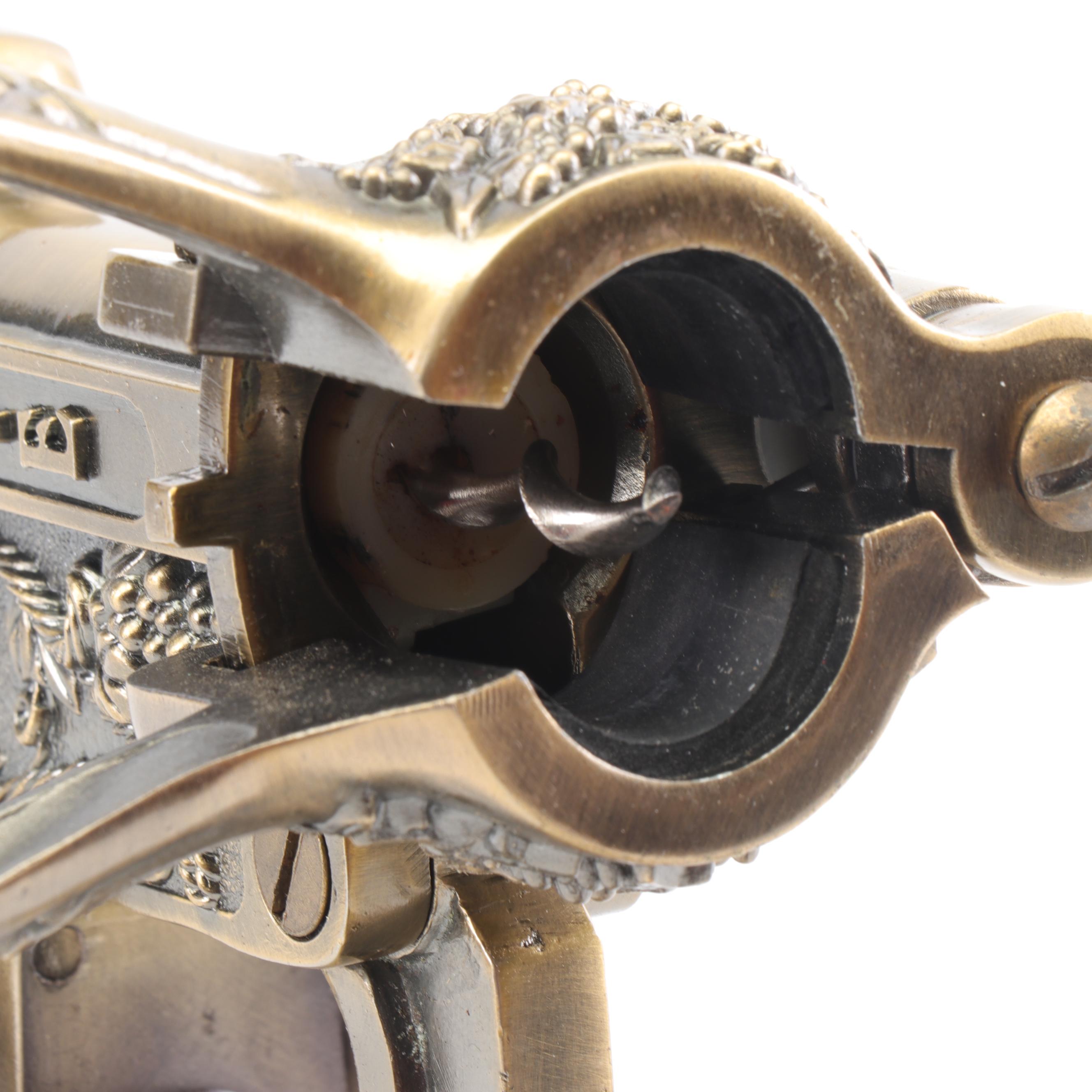 Estate Brass Wine Opener Corkscrew with Cast Iron and Wooden Stand