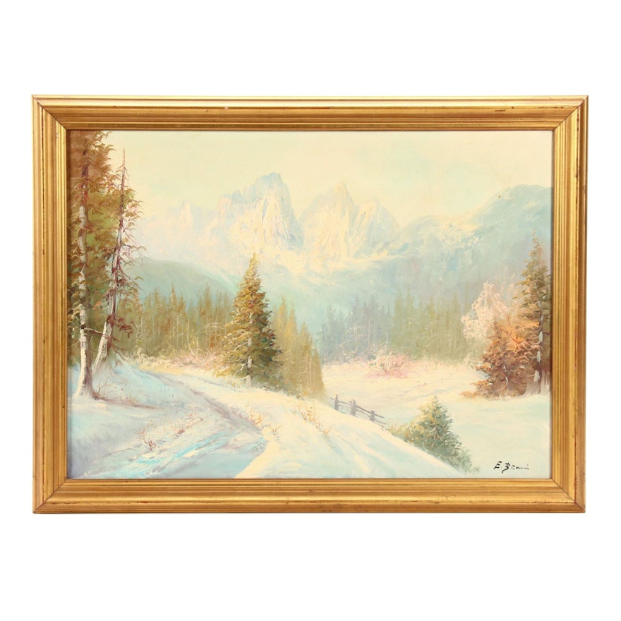 Alpine Landscape Oil Painting