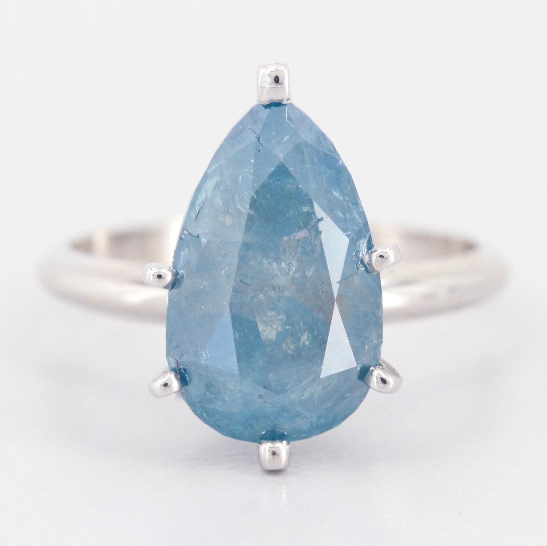 Platinum 4.10 CT Blue Diamond Solitaire Ring