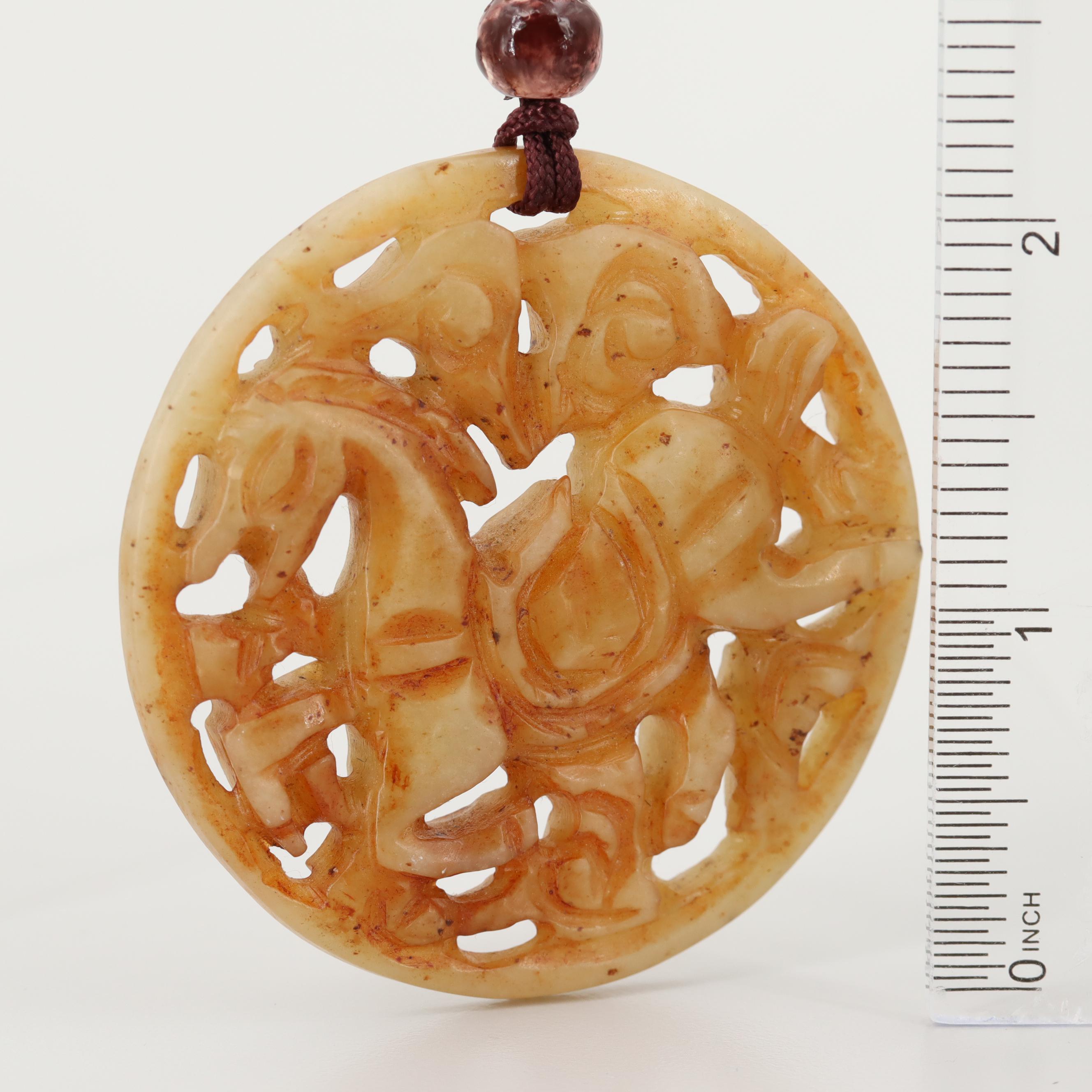 Carved Jadeite, Bowenite and Resin Adjustable Necklaces