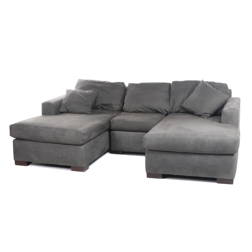 Contemporary Modern Gray Microfiber Upholstered Sectional
