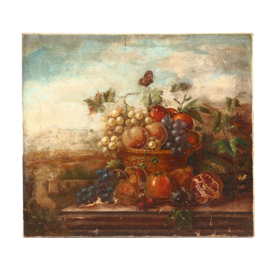 Late 19th Century Oil Painting of Still Life in Landscape
