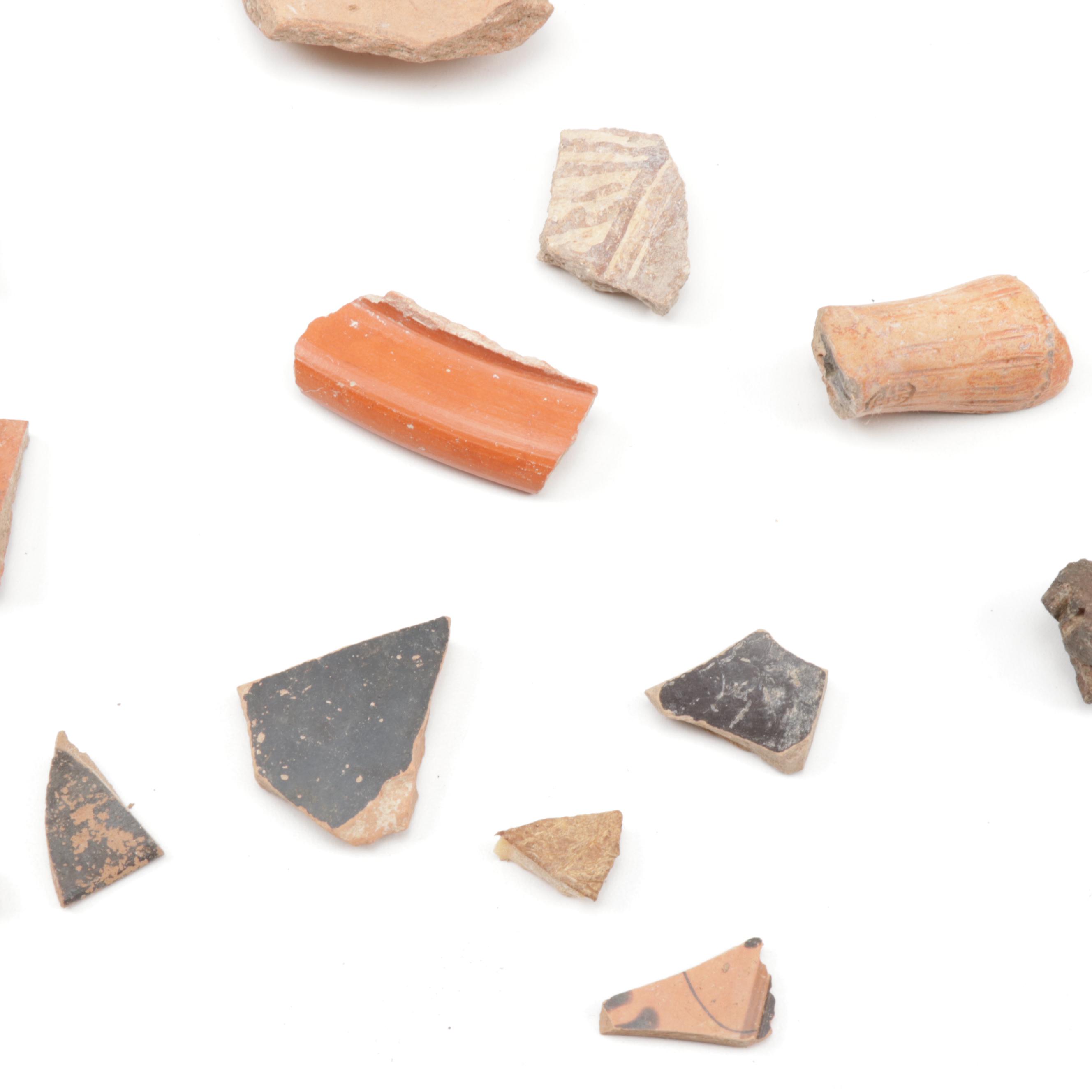 Antique Greco-Roman-Style Potsherds and Pipe Heads