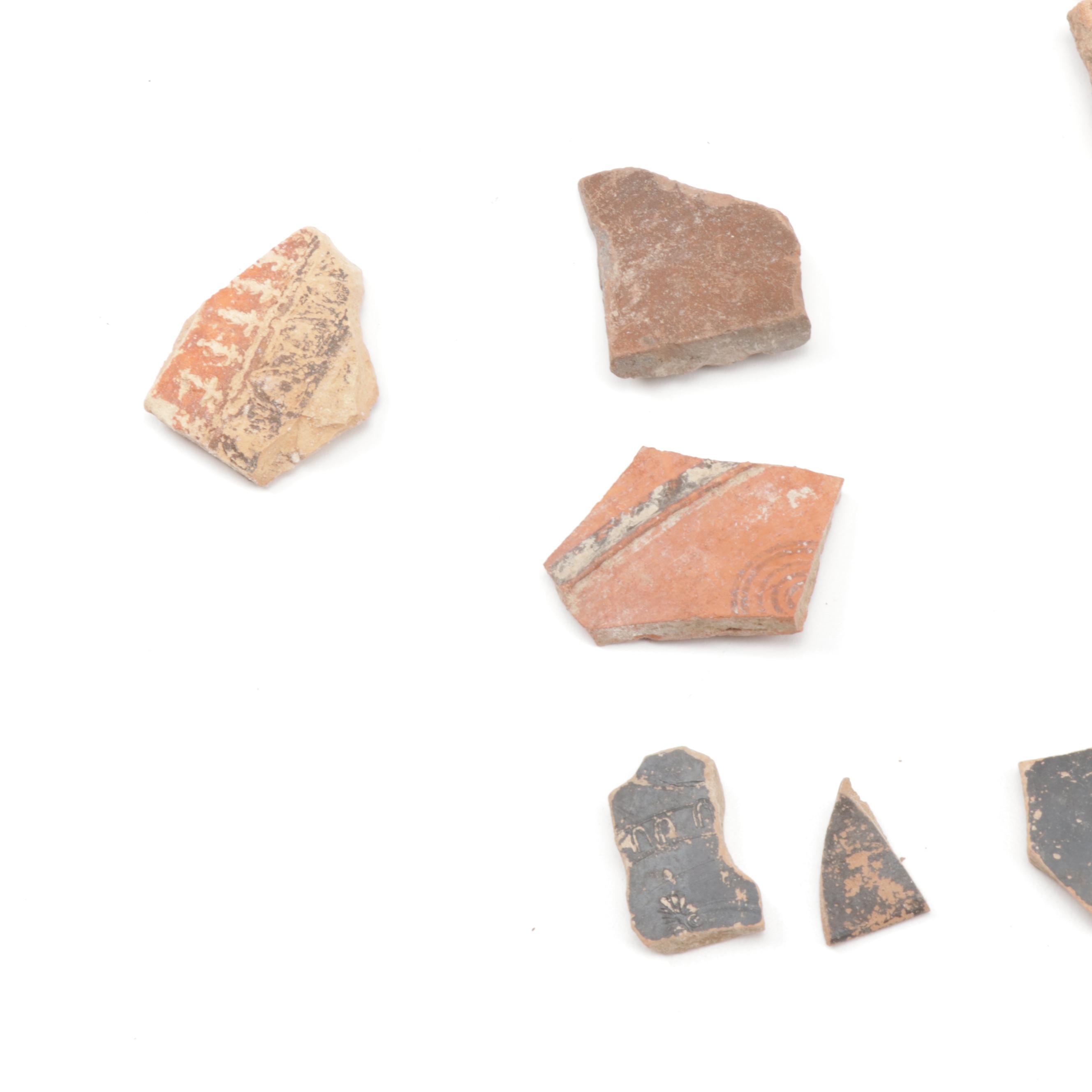 Antique Greco-Roman-Style Potsherds and Pipe Heads
