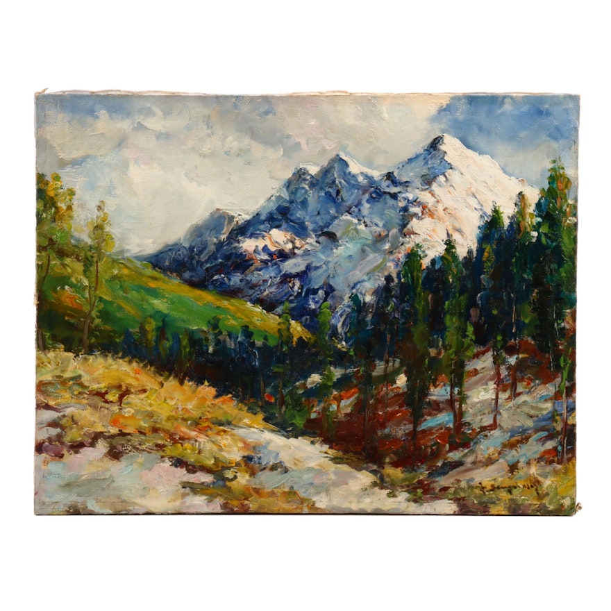 Landscape Oil Painting of Alpine Scene