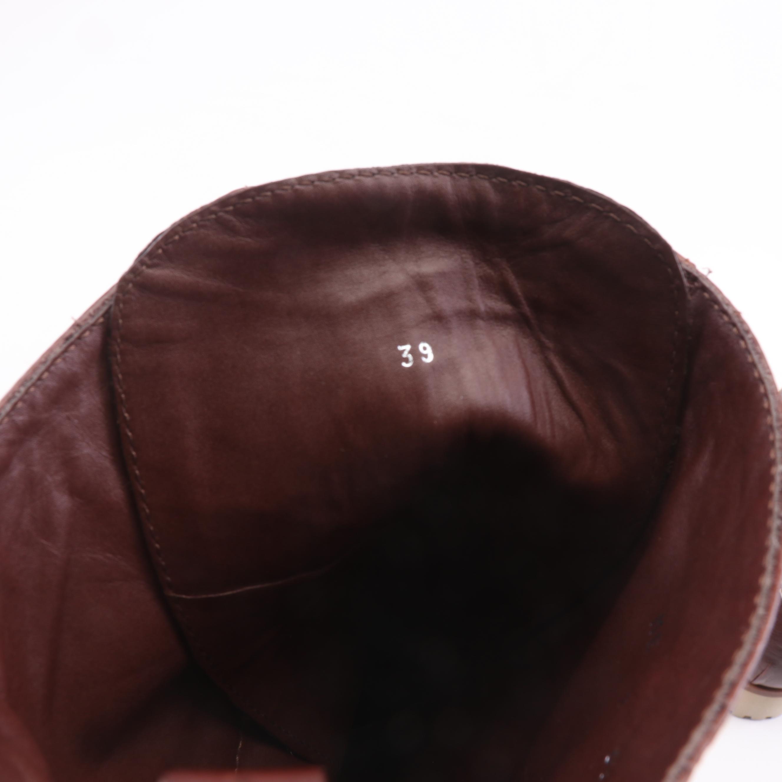 Christian Dior Brown Leather Boots with Embroidered Floral and Butterfly Motif