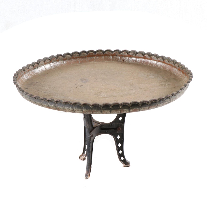 Indian Copper Plated Tray Table on Iron Base