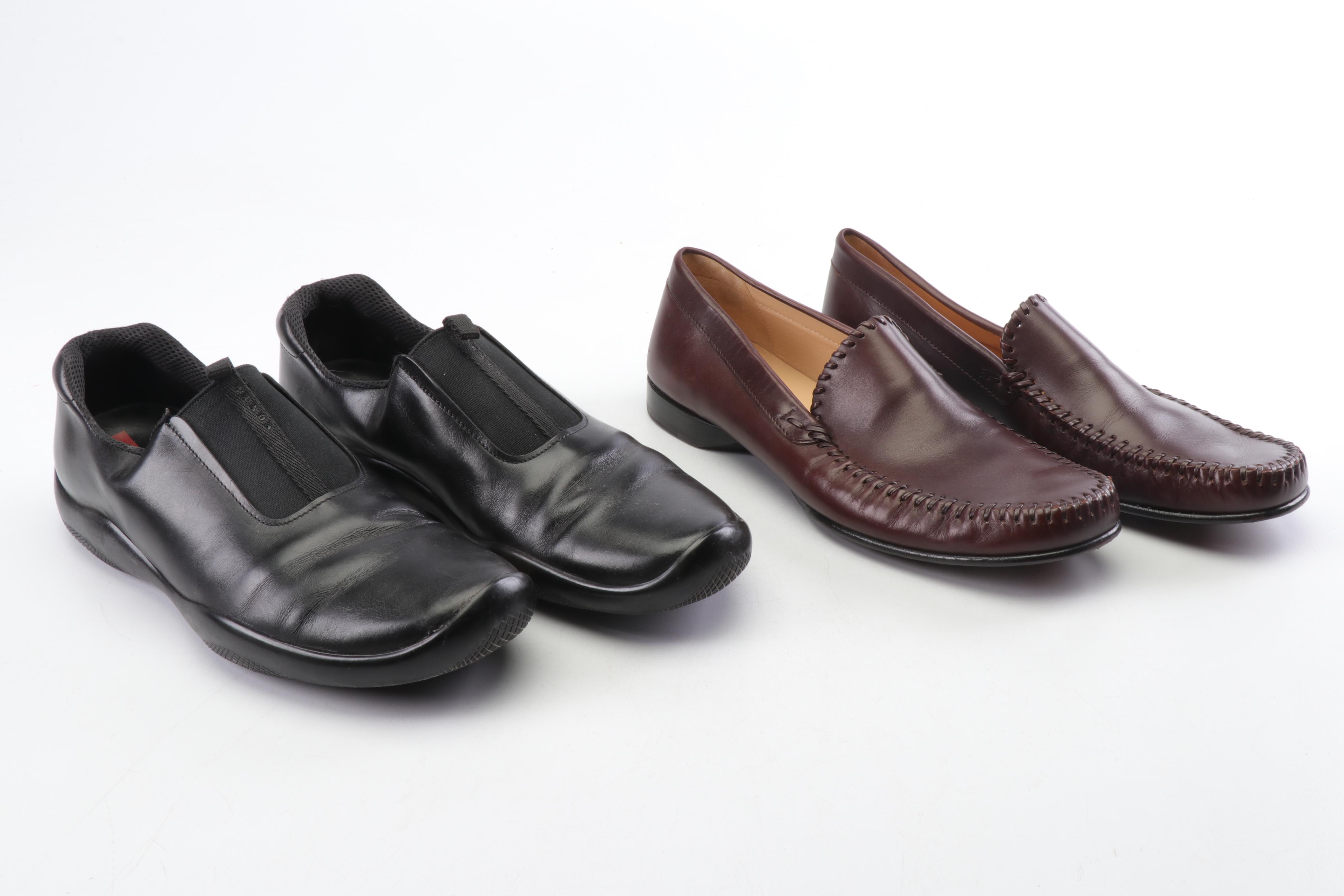 Men's Prada and Salvatore Ferragamo Leather Shoes