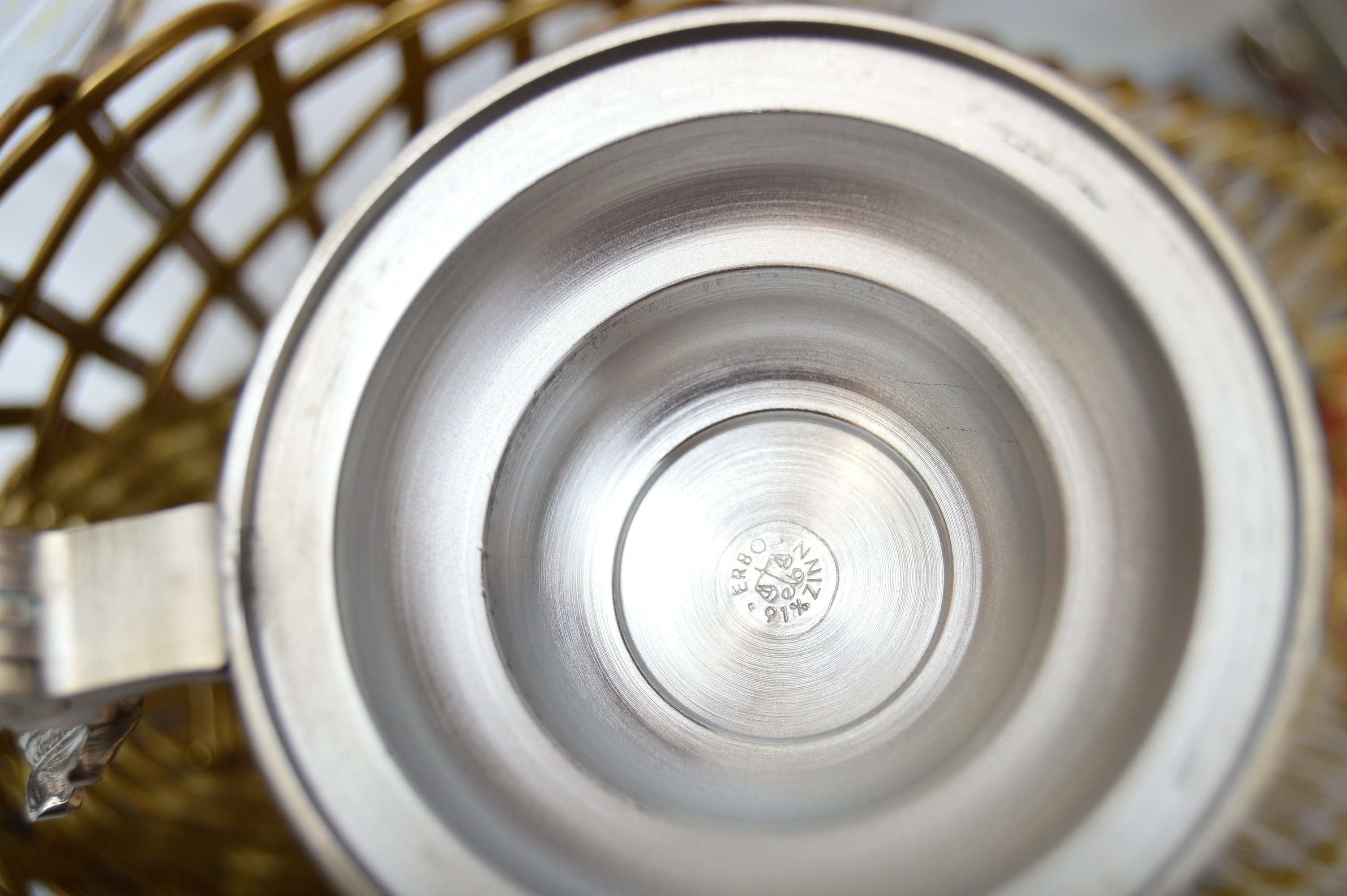 Serveware w/ Decanters, Waterford "Marquis" Stainless Tray, Erbo Etched Stein