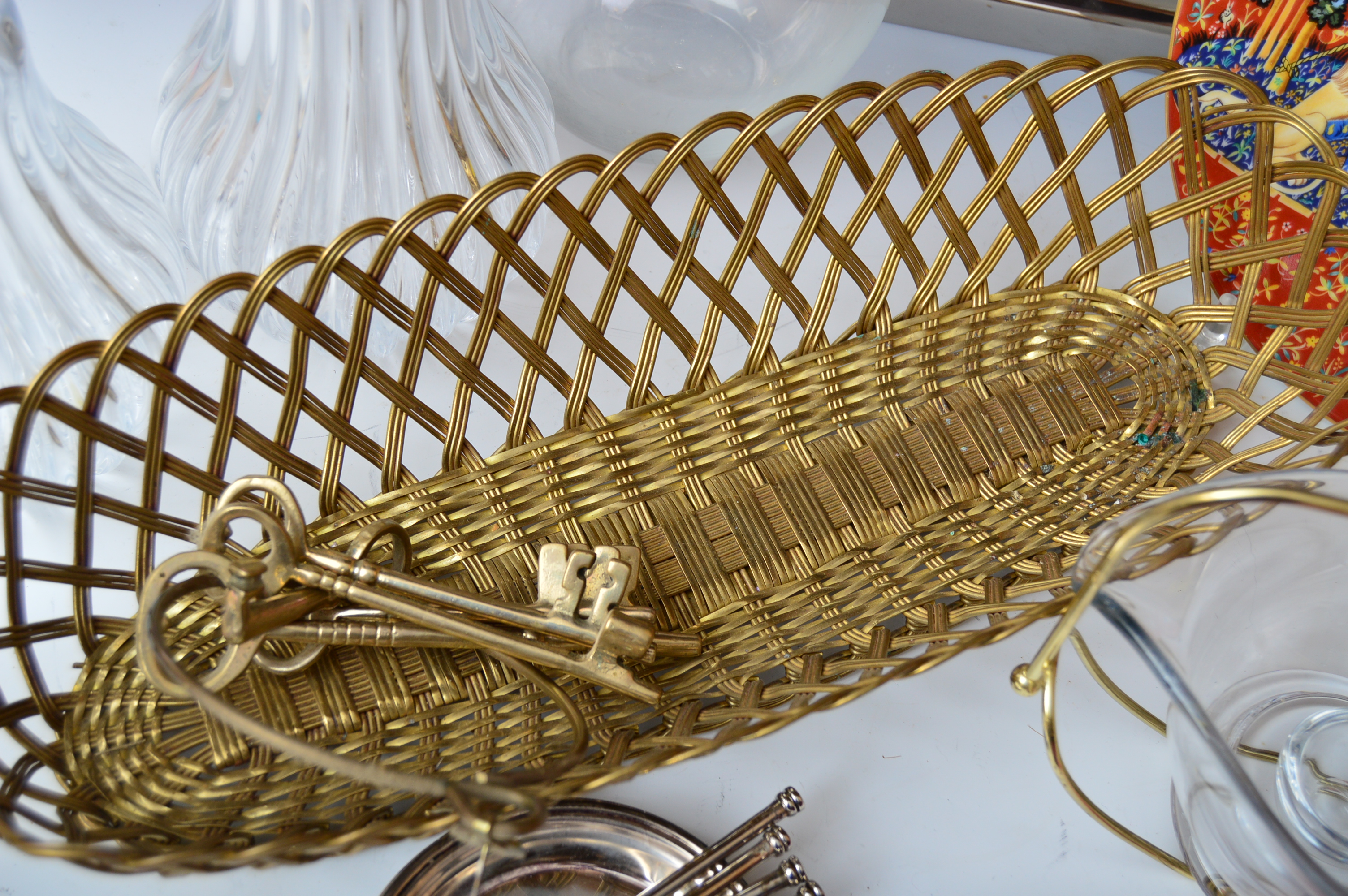 Serveware w/ Decanters, Waterford "Marquis" Stainless Tray, Erbo Etched Stein