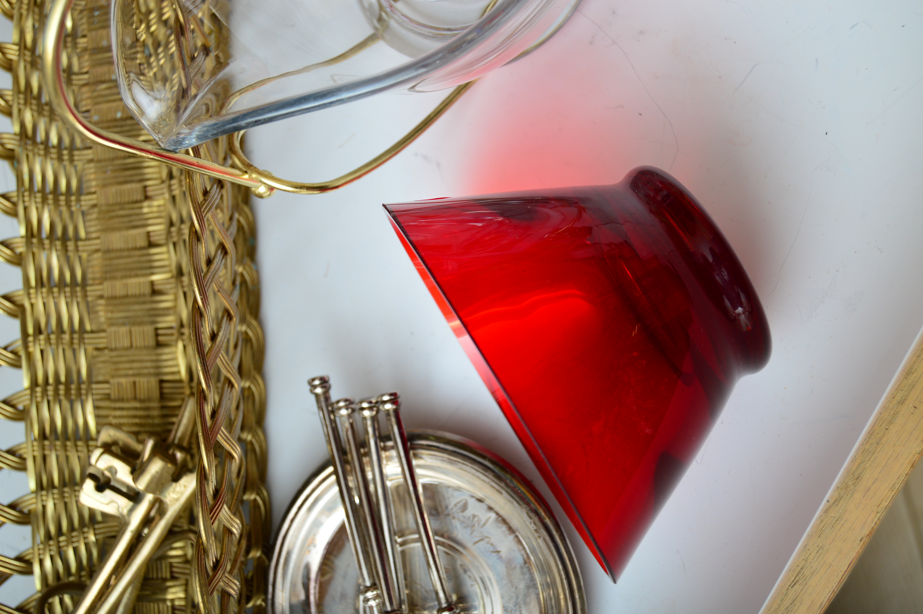 Serveware w/ Decanters, Waterford "Marquis" Stainless Tray, Erbo Etched Stein