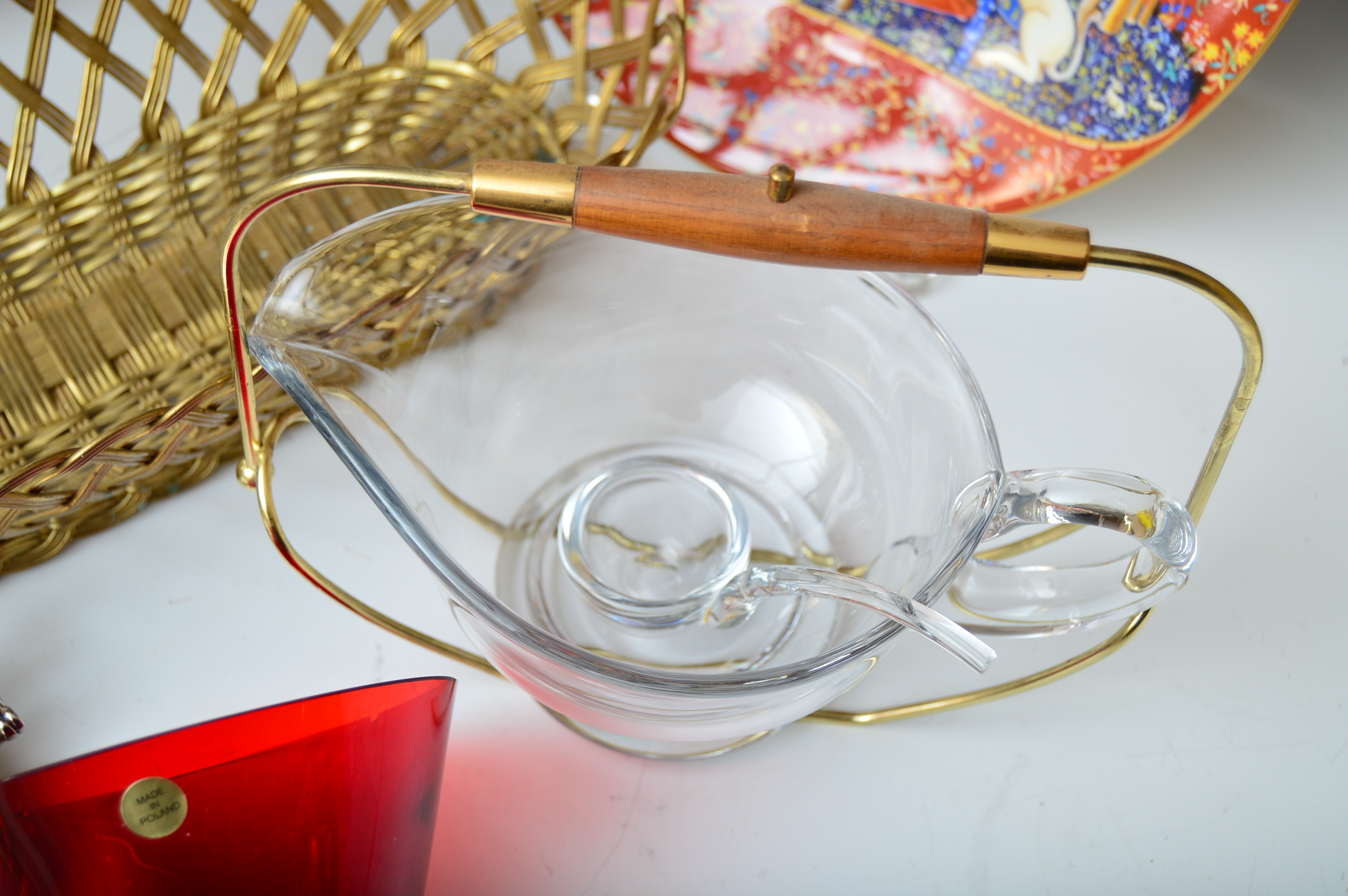 Serveware w/ Decanters, Waterford "Marquis" Stainless Tray, Erbo Etched Stein