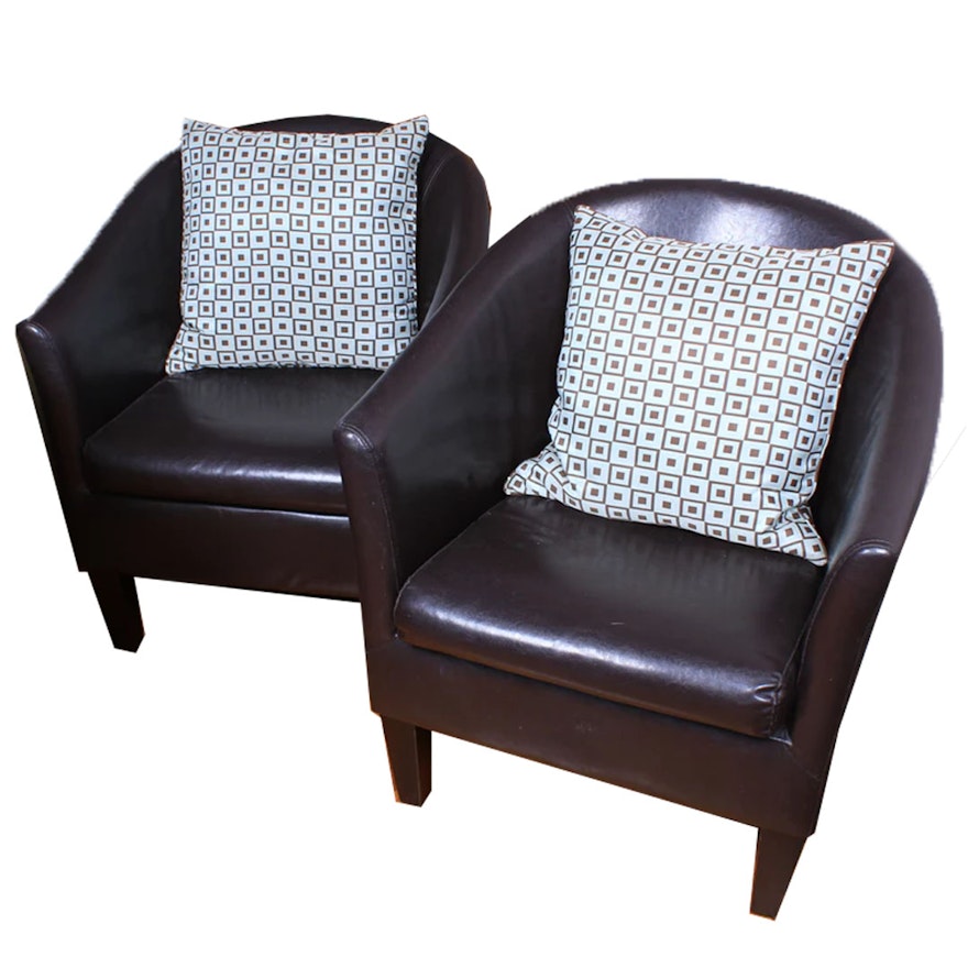 Pair of Contemporary Leather Tub Chairs