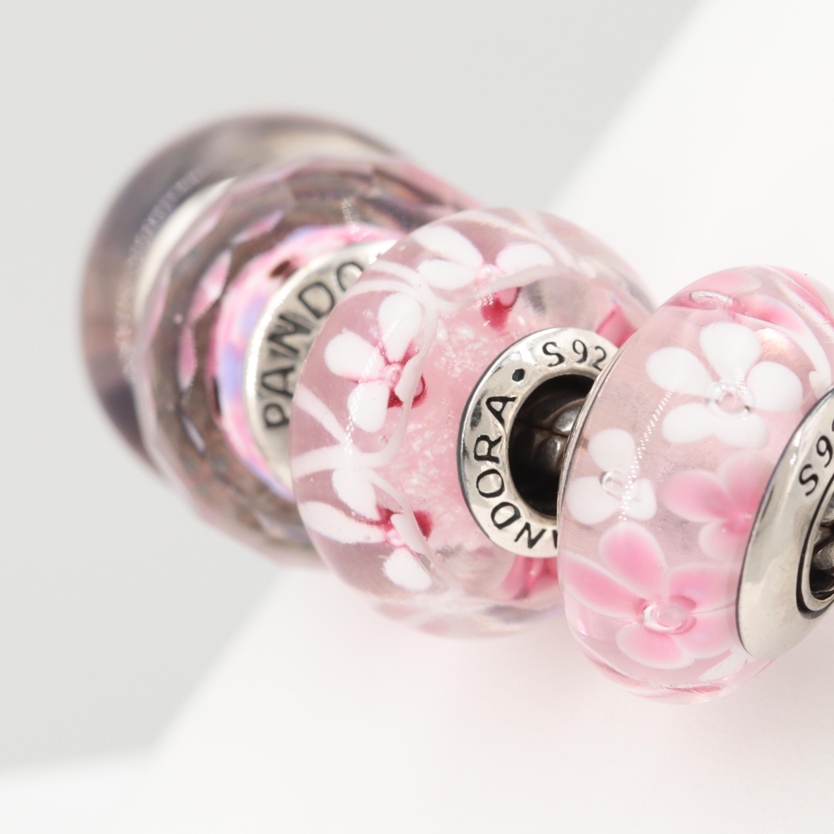 Pandora Sterling Silver Glass Charm Bracelet