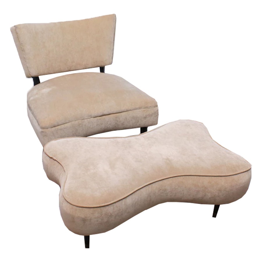 Modernist Lounge Chair with Ottoman, Contemporary