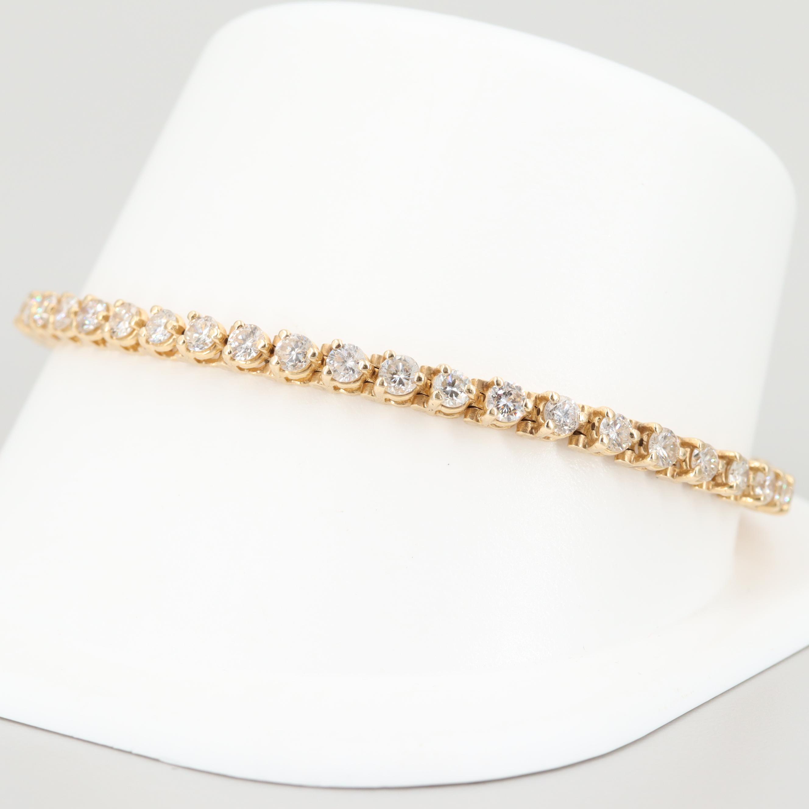 14K Yellow Gold 4.50 CTW Diamond Tennis Bracelet