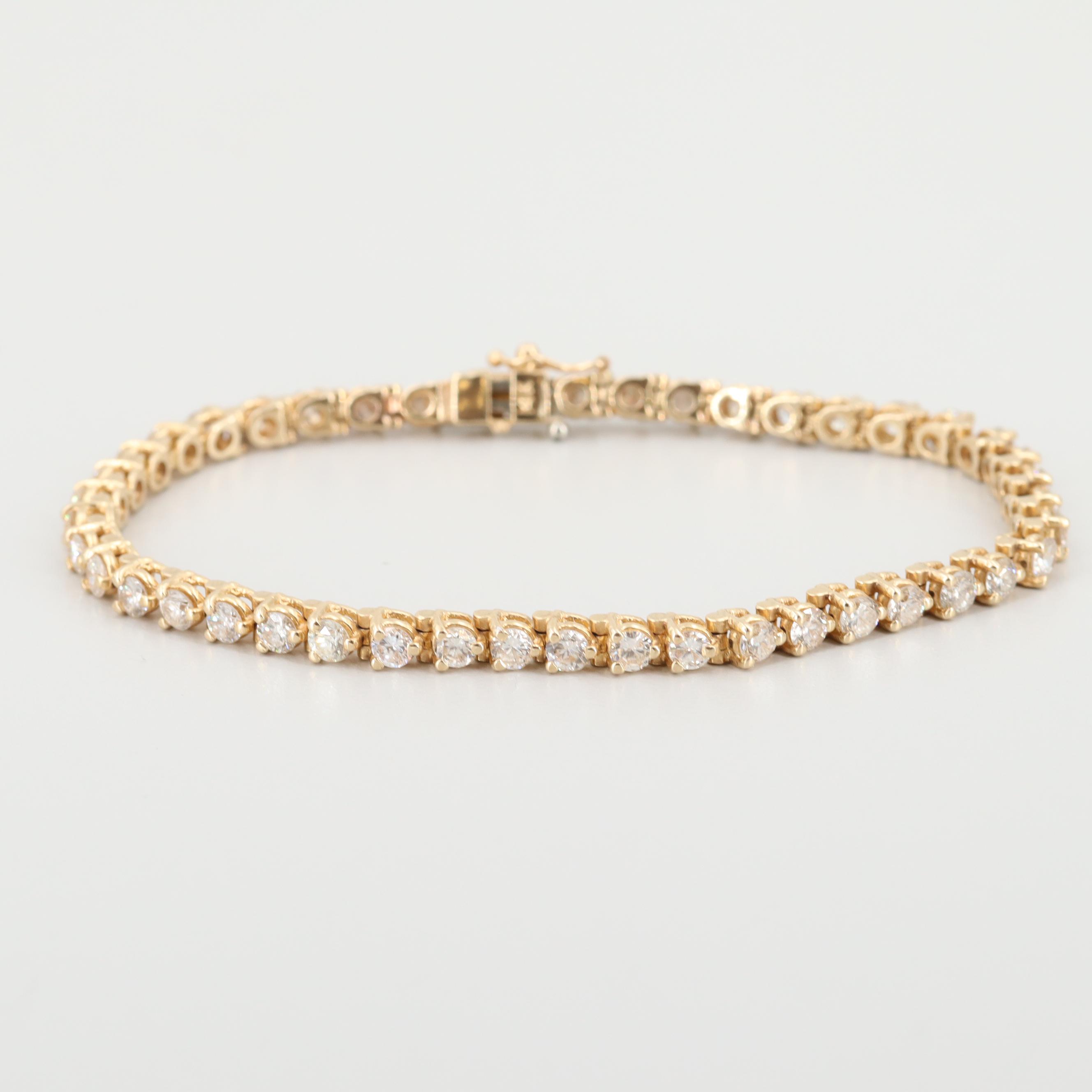 14K Yellow Gold 4.50 CTW Diamond Tennis Bracelet