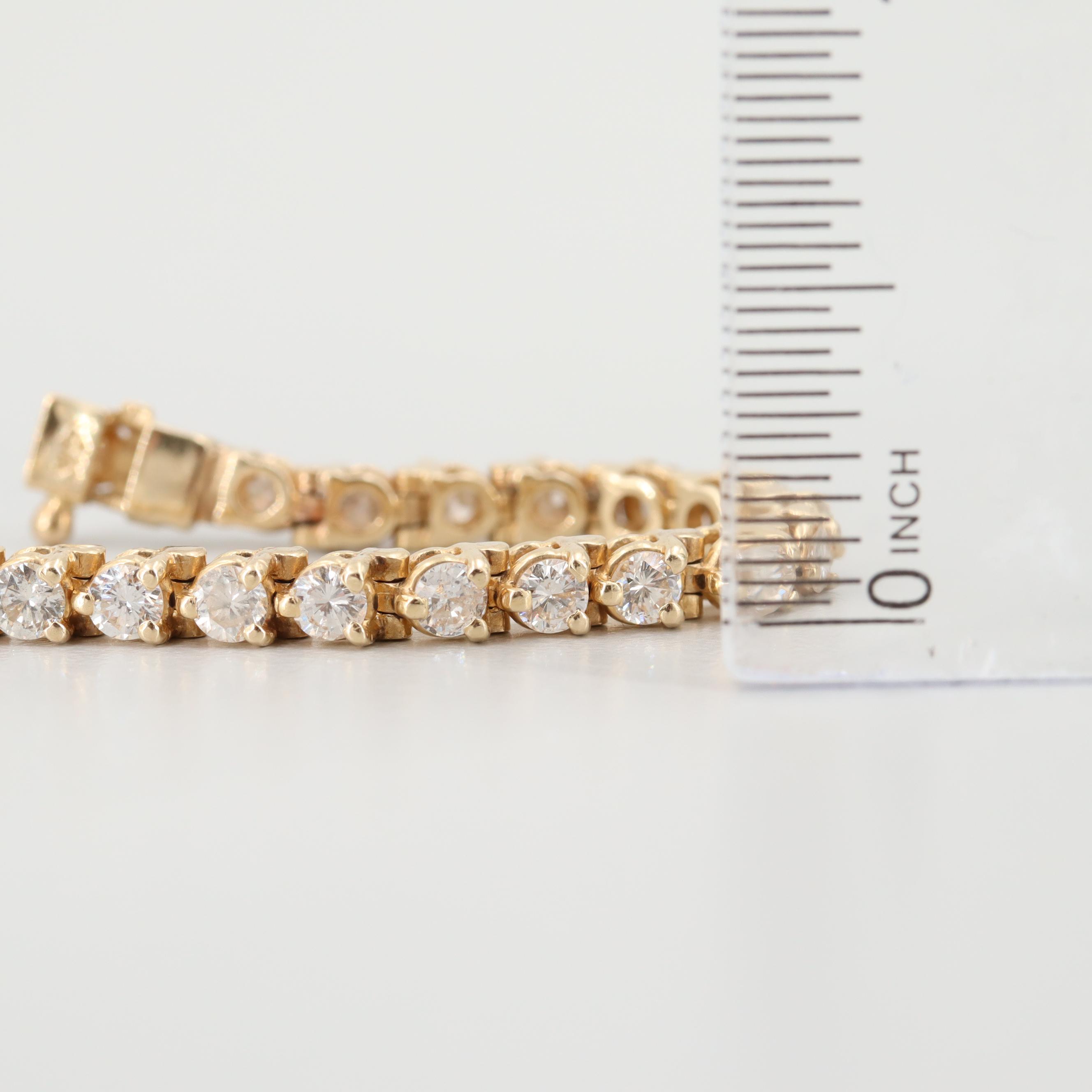 14K Yellow Gold 4.50 CTW Diamond Tennis Bracelet