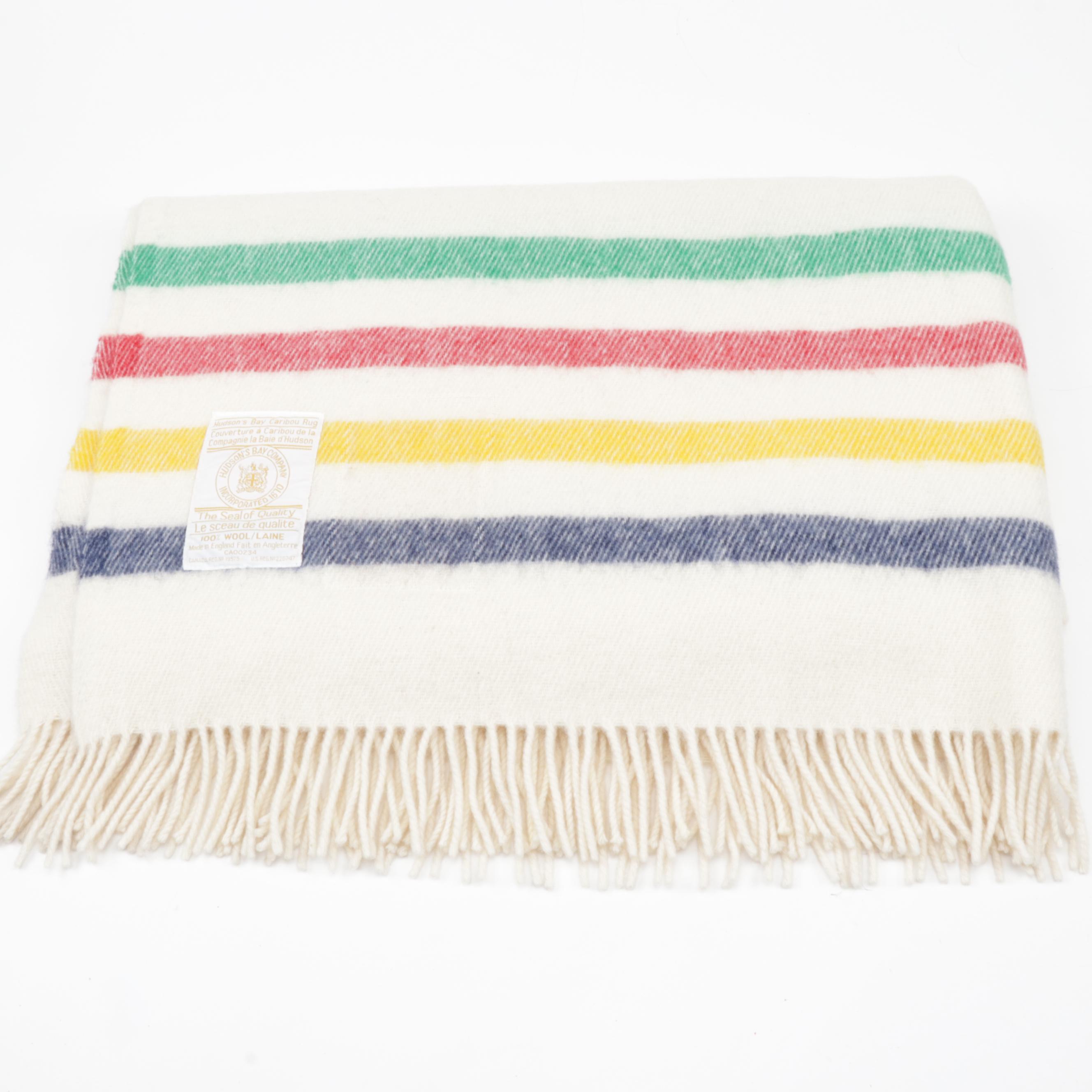 Hudson's Bay Caribou Wool Point Throw Blanket, Vintage