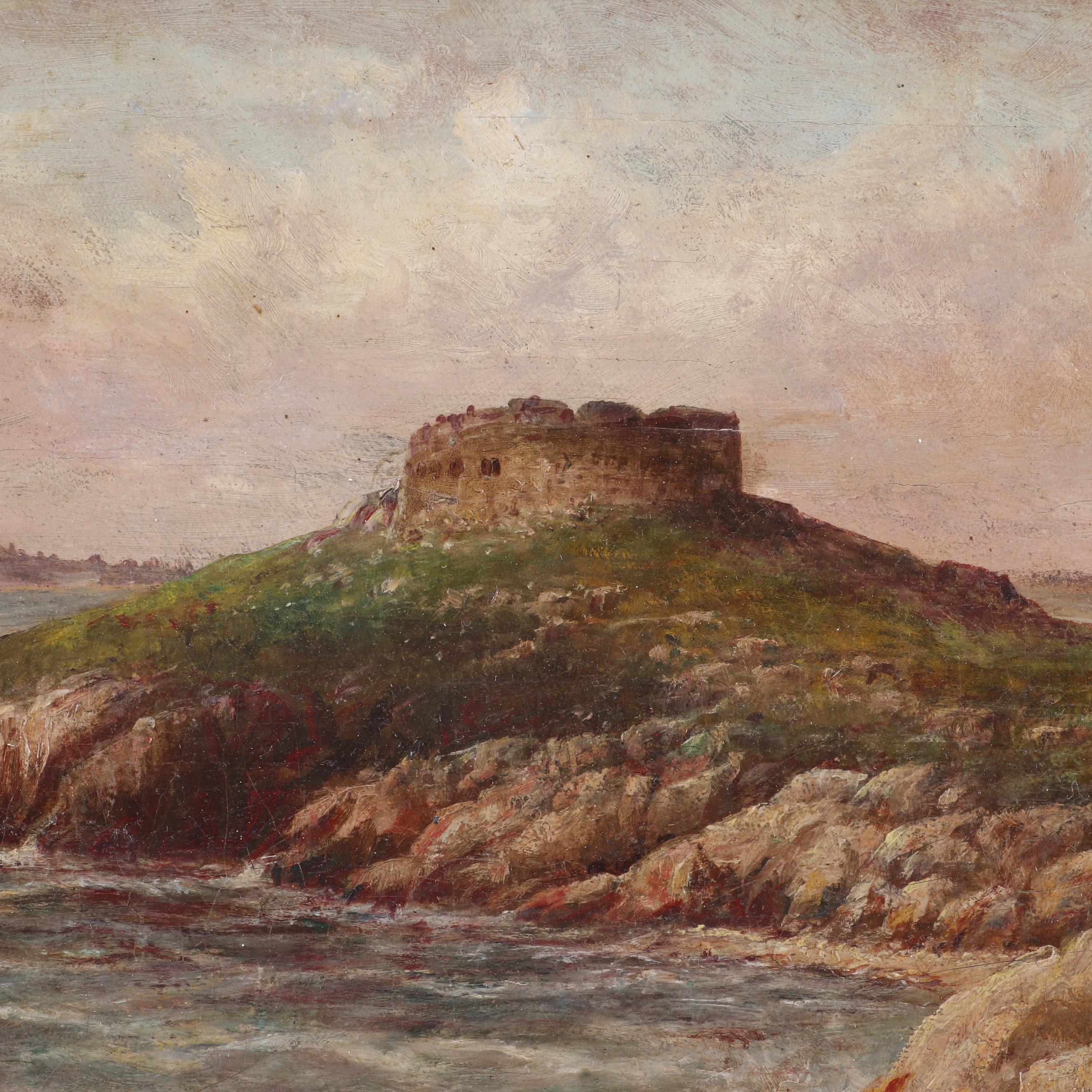 J. A. Maxfield Coastal Landscape Oil Painting, Late 19th Century