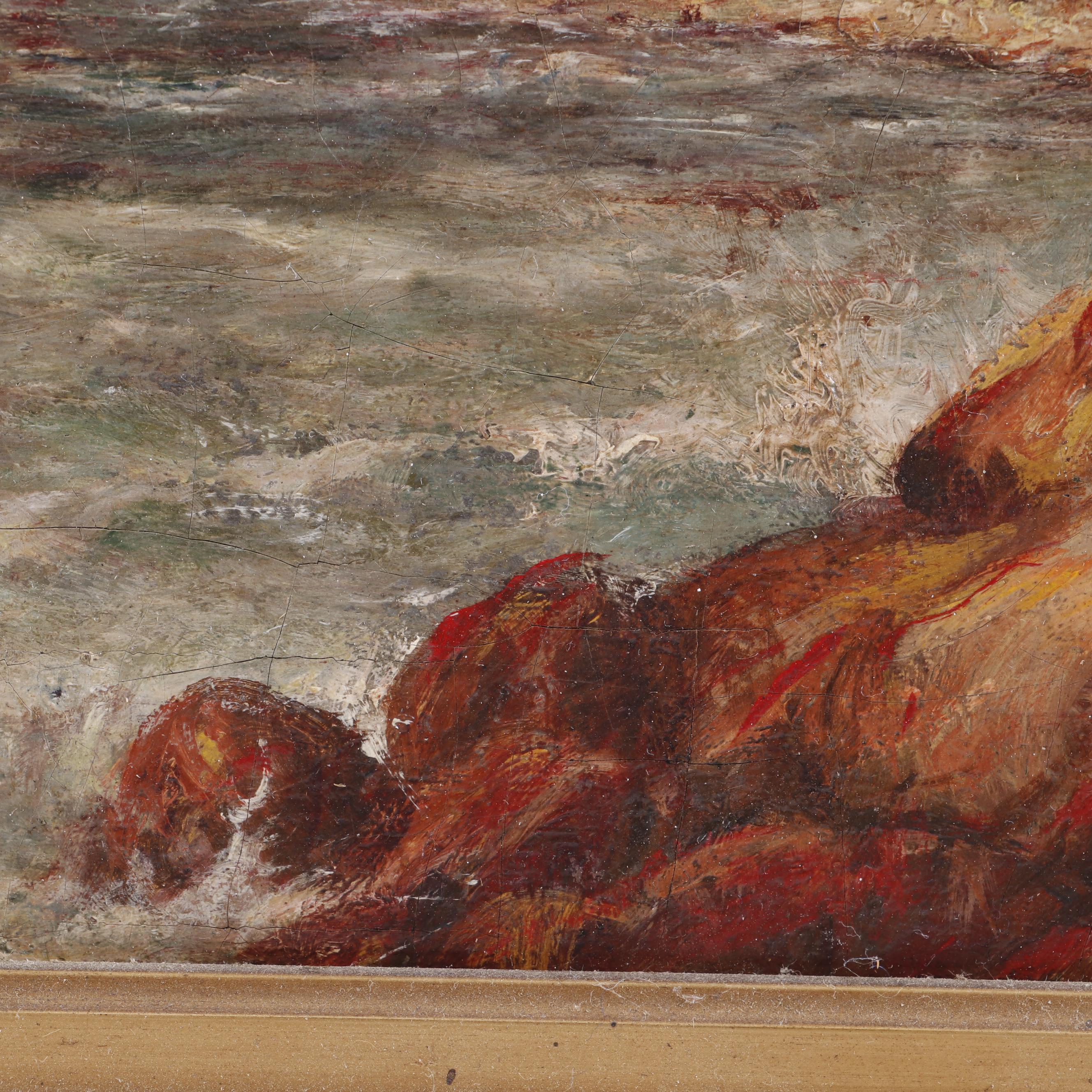 J. A. Maxfield Coastal Landscape Oil Painting, Late 19th Century