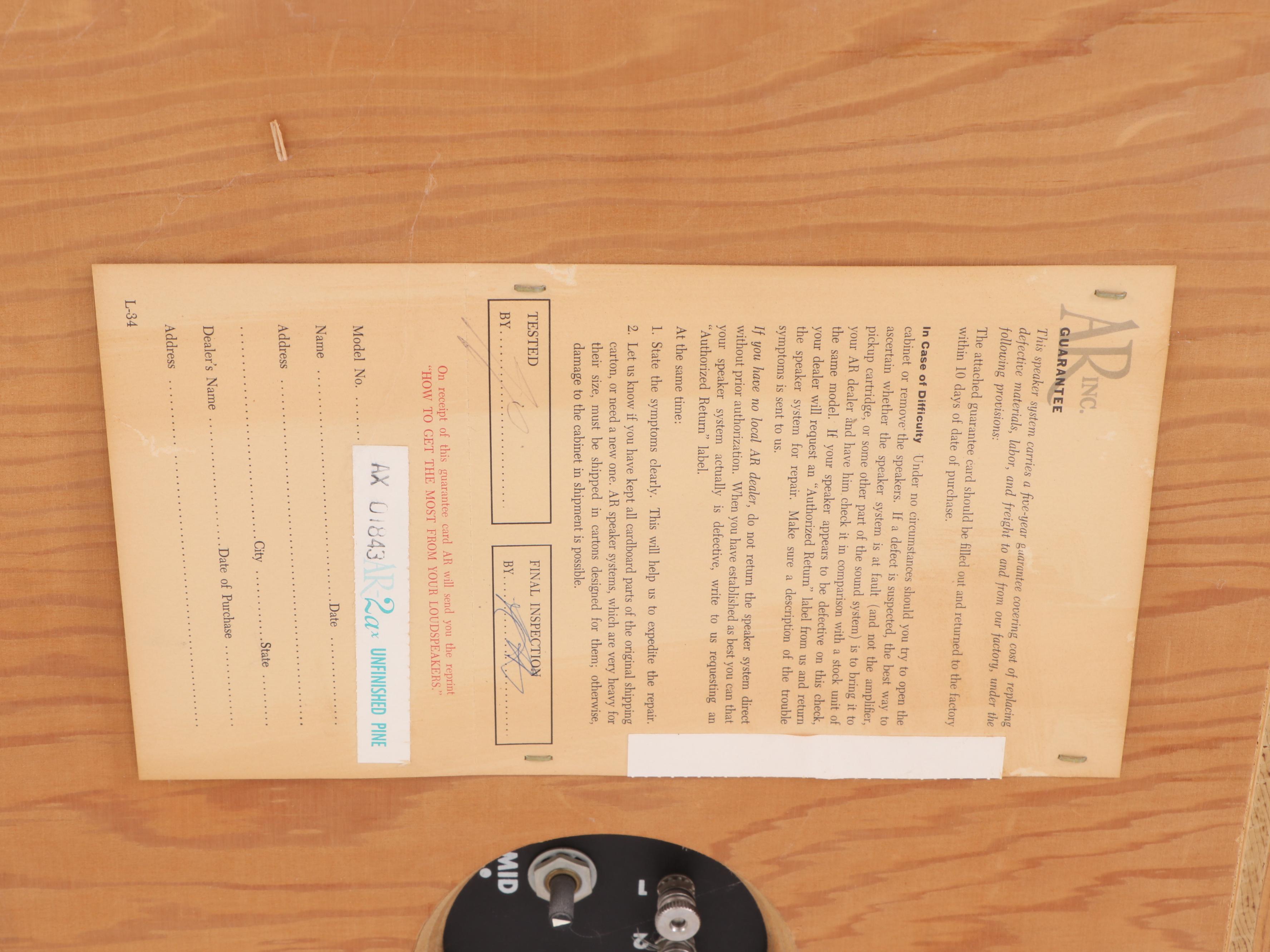 Acoustic Research Amerock Loudspeaker Housing Unit with Speakers