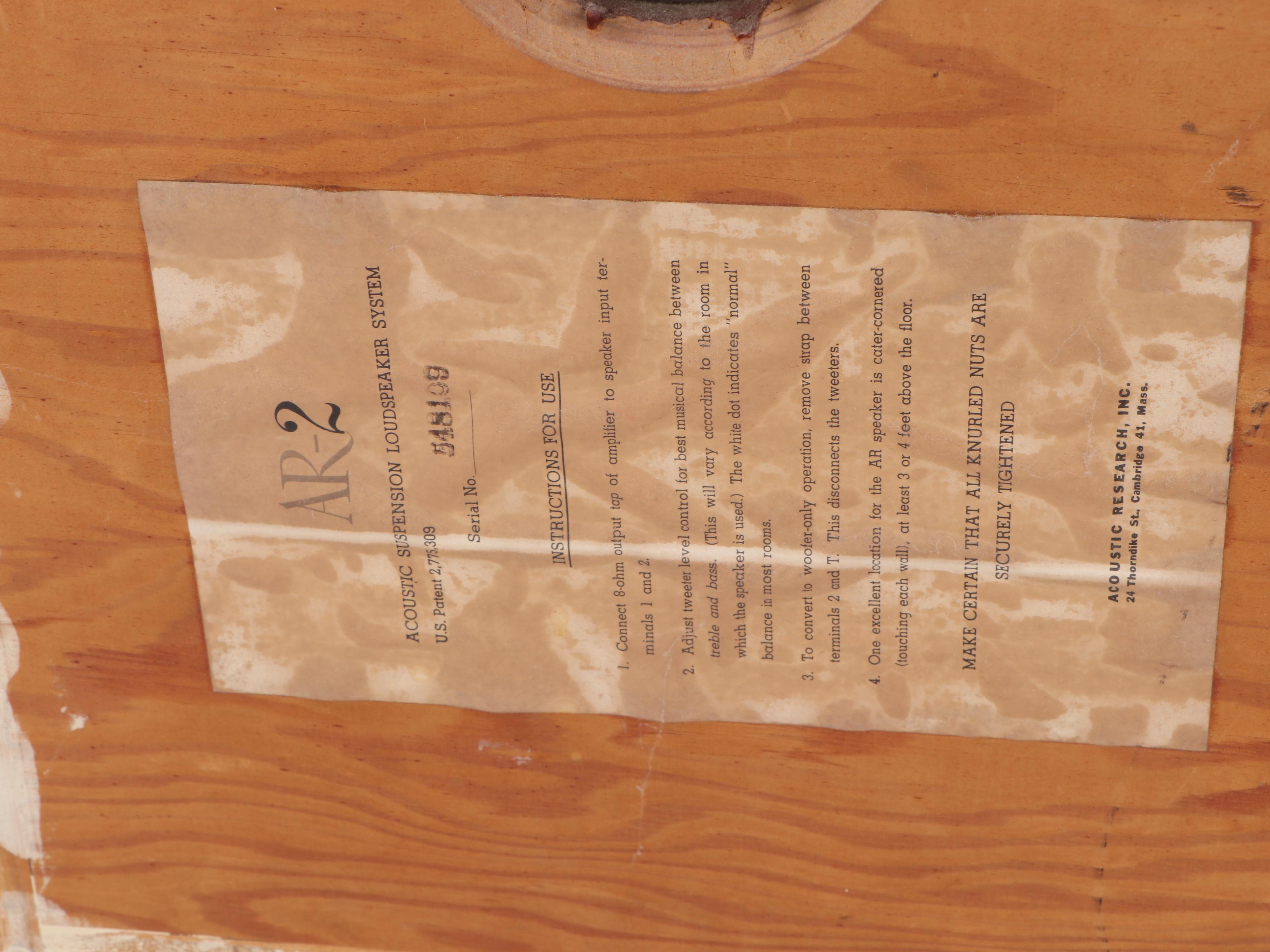 Acoustic Research Amerock Loudspeaker Housing Unit with Speakers