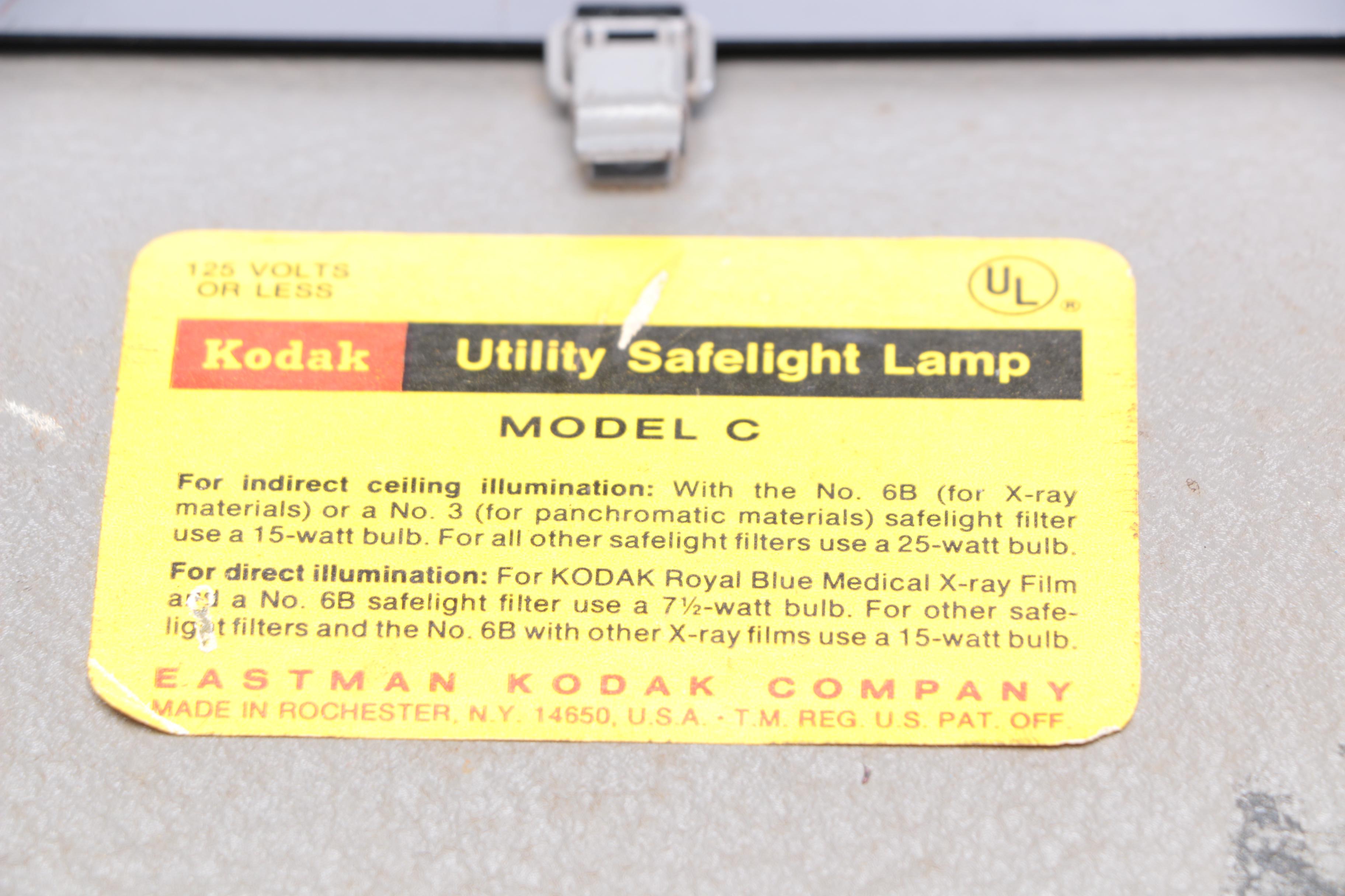 Kodak Darkroom Utility Safelight Lamp with Other Darkroom Accessories