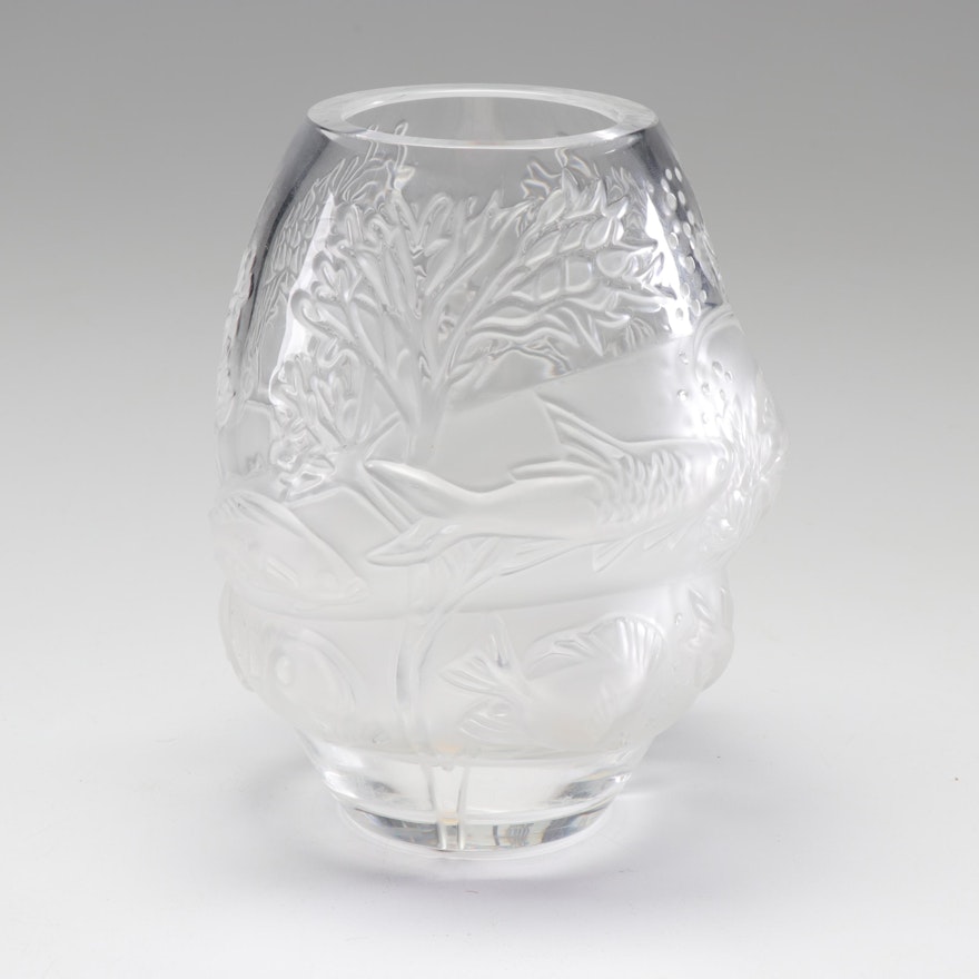 Lalique Crystal "Marina" Vase, Late 20th Century