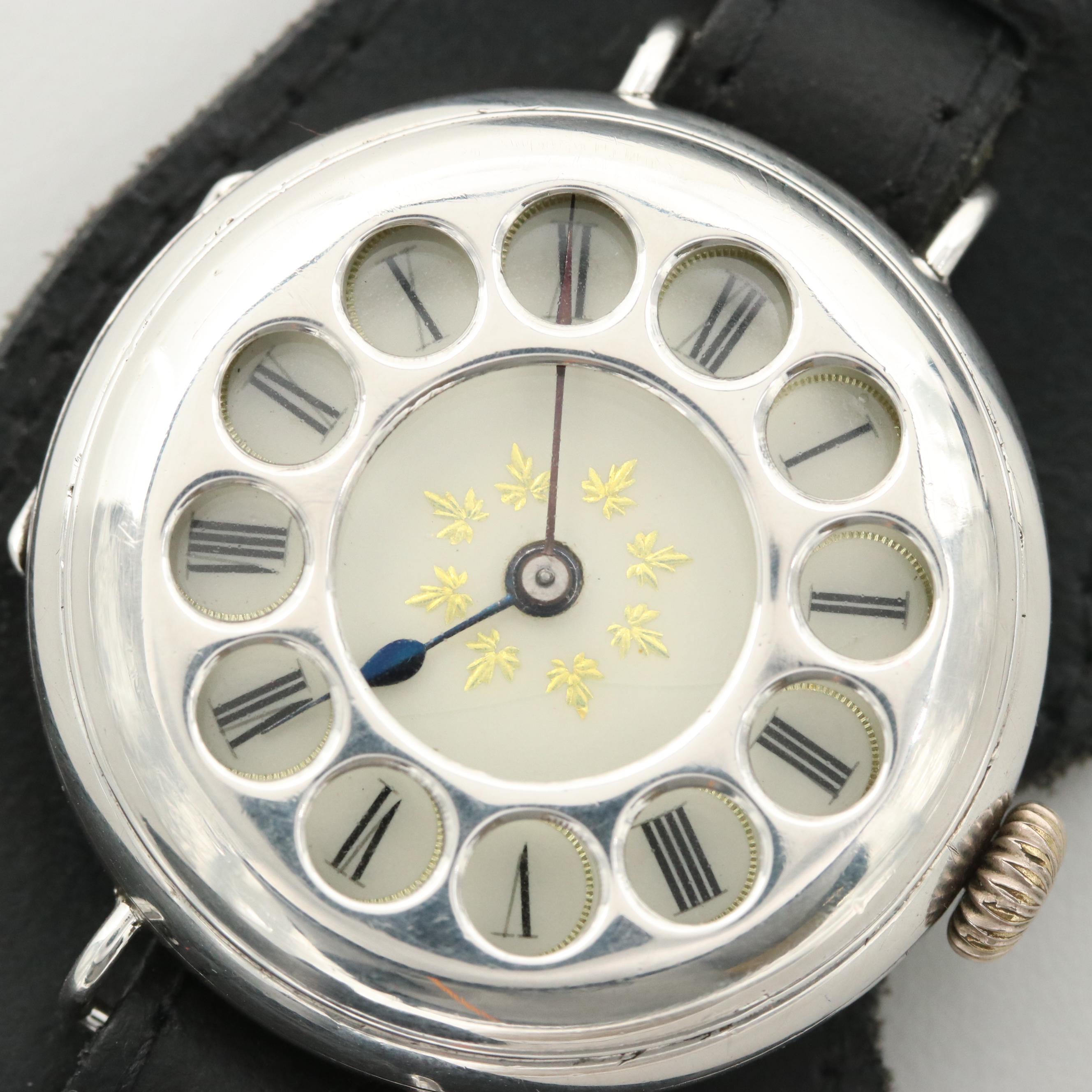 Antique Swiss Sterling Silver Stem Wind Watch, Circa 1917